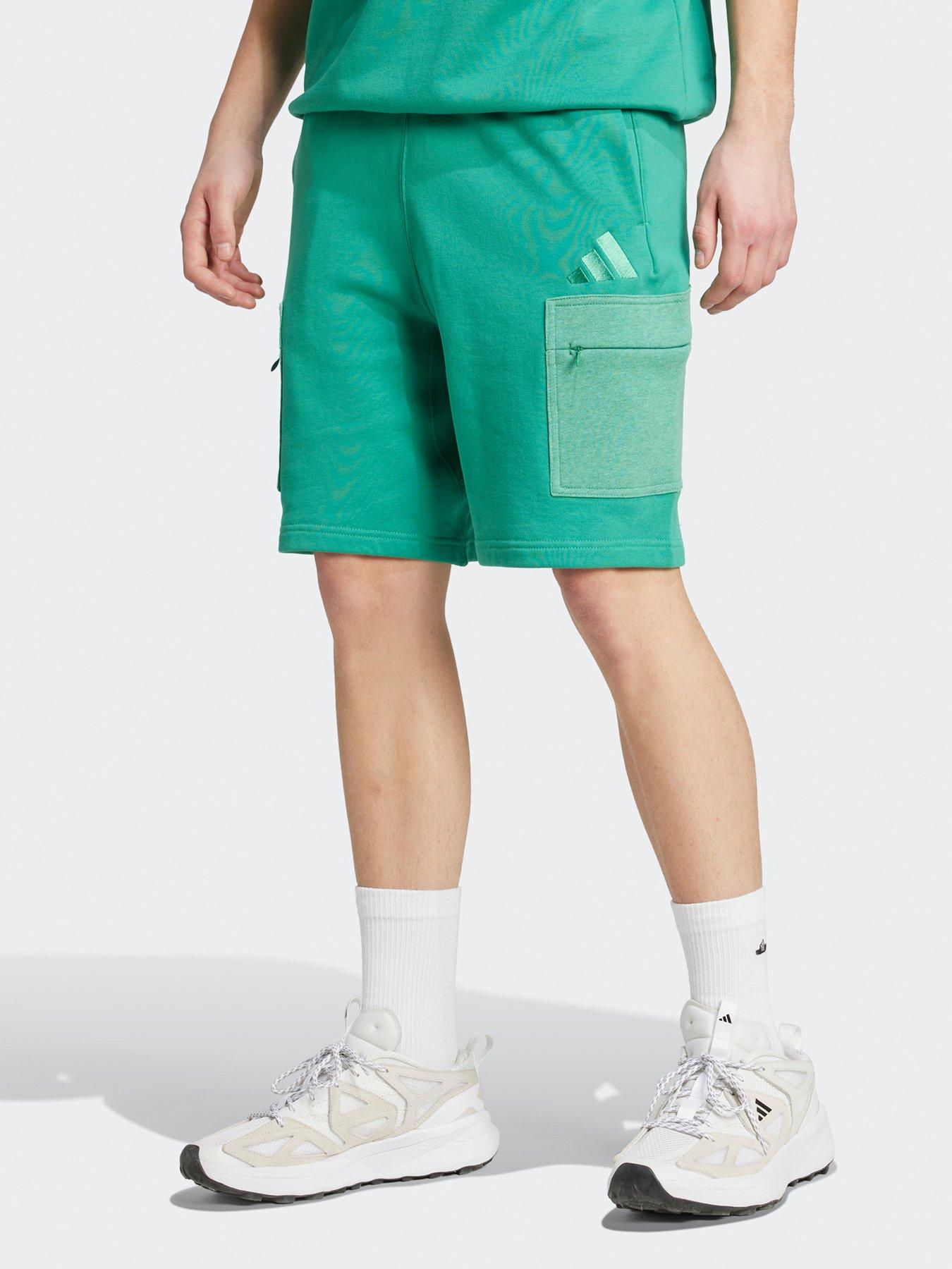 undefined Men's All SZN French Terry Colourblock Shorts - Semi Court Green