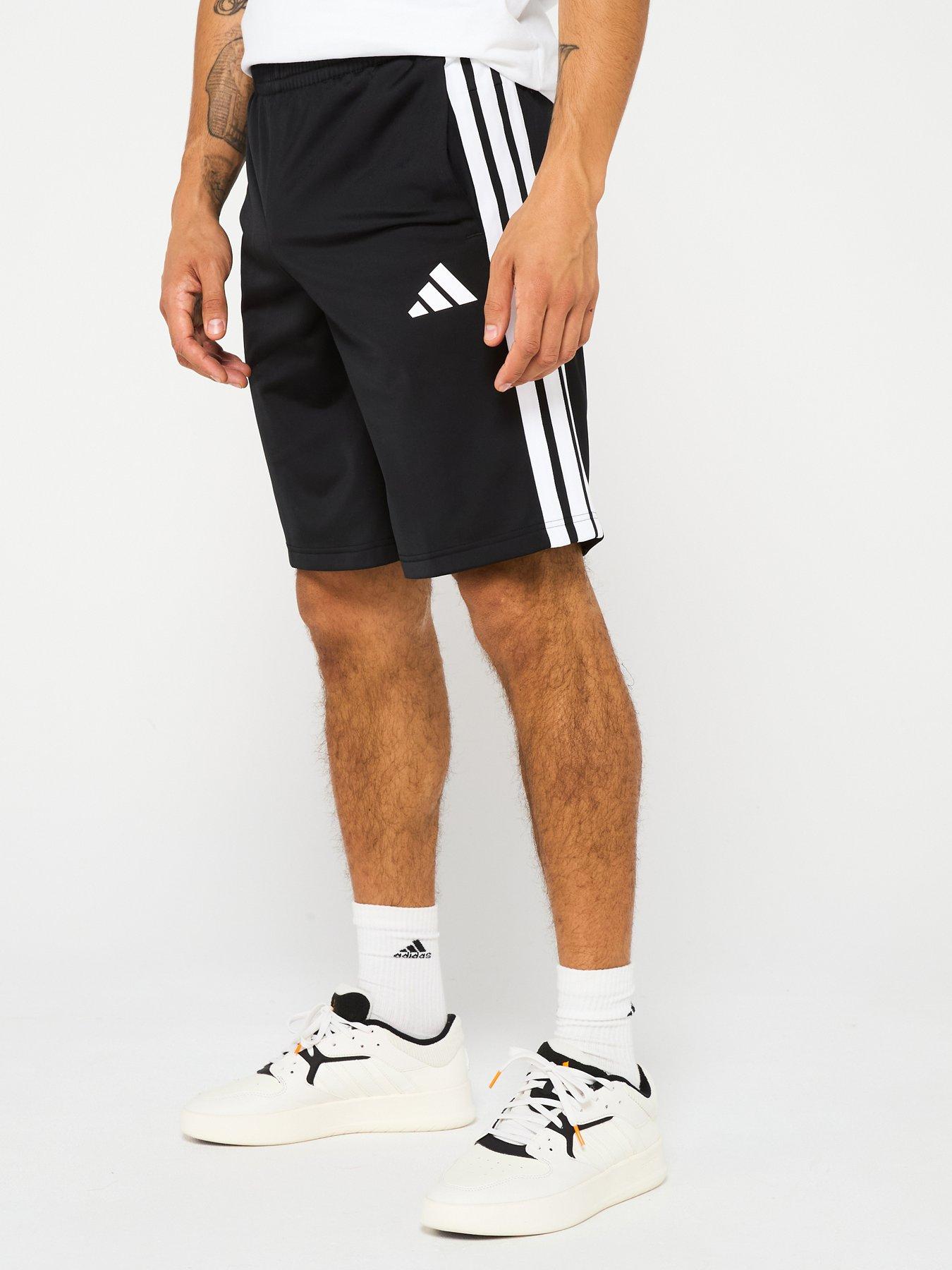 undefined Men's 3-Stripe Tricot Regular Fit Shorts - Black