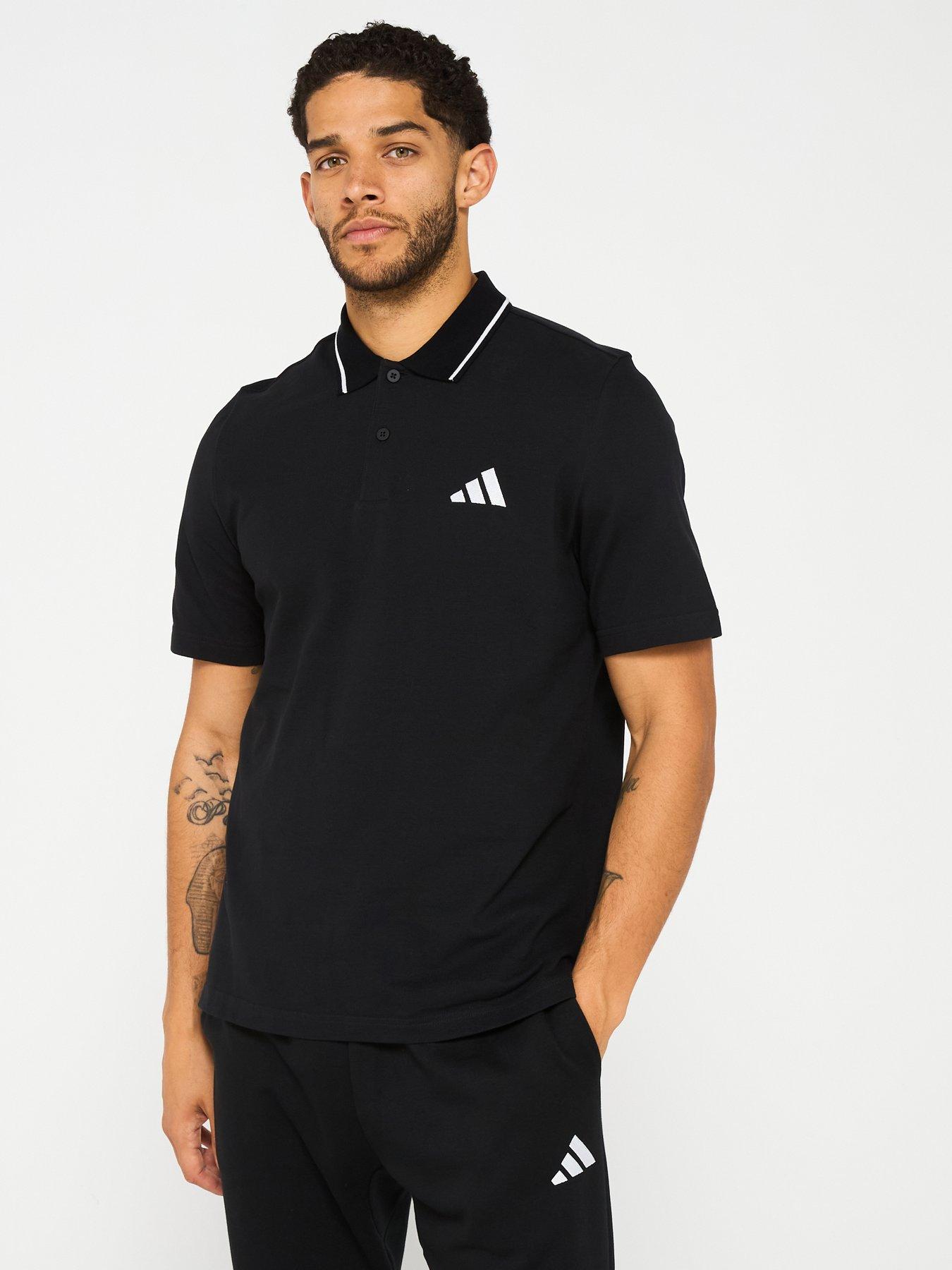 undefined Men's Essentials Small Logo Pique Polo Shirt - Black