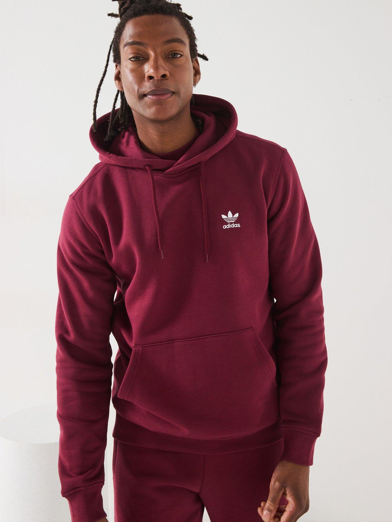 adidas Originals Mens Trefoil Essentials Overhead Hoodie Red Very