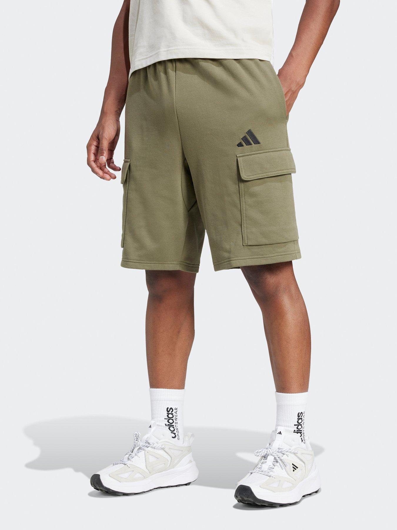 adidas Sportswear Men's Essentials Feelcozy French Terry Cargo Short - Green