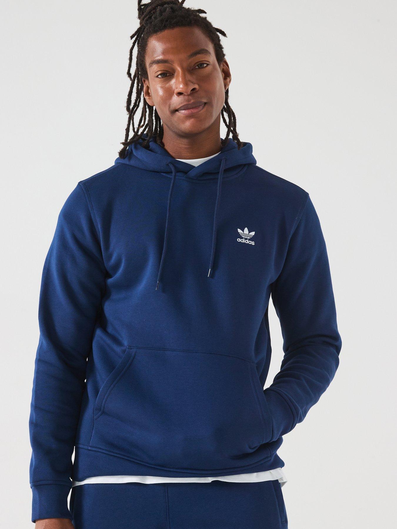 undefined Mens Trefoil Essentials Overhead Hoodie - Navy - Blue