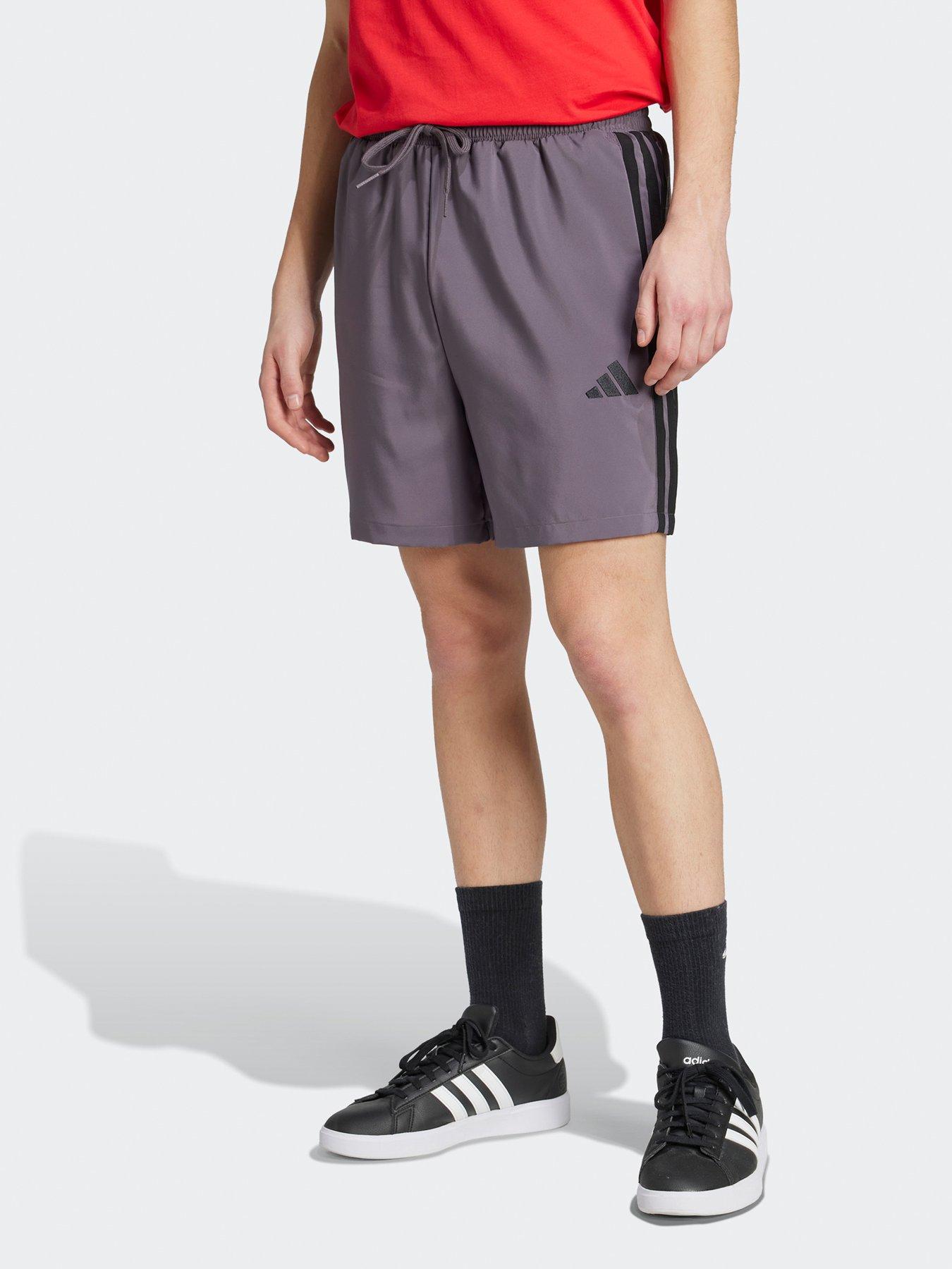 undefined Mens Essentials 3-stripe Chelsea Shorts - Dark Grey