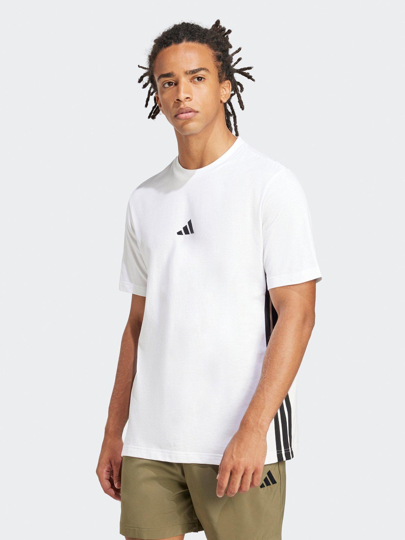 undefined Men's Essential 3-Stripe Single Jersey T-Shirt - White