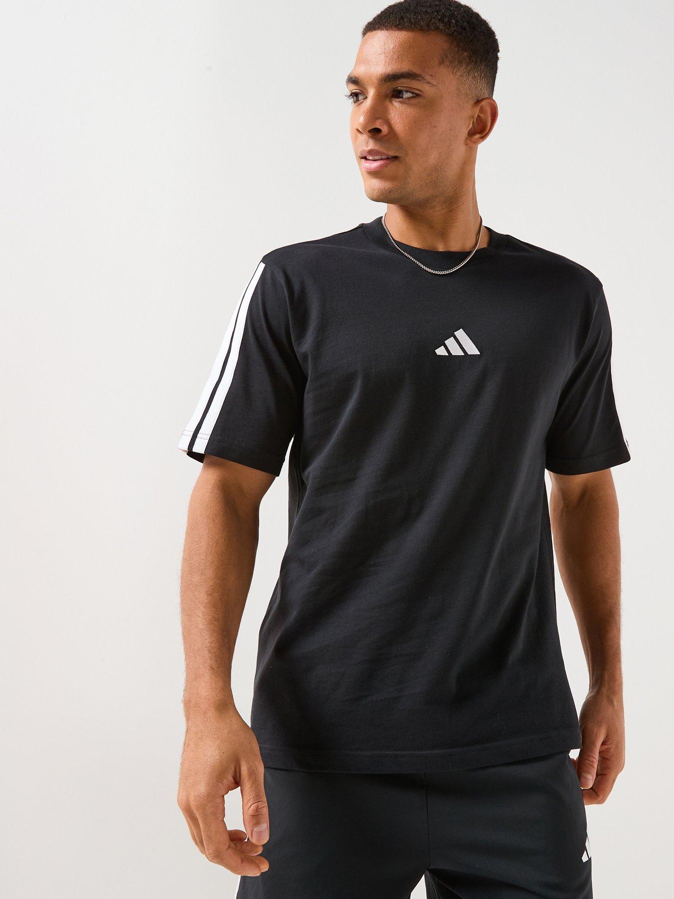 adidas Sportswear Mens Essentials 3-Stripe Single Jersey T-Shirt - Black