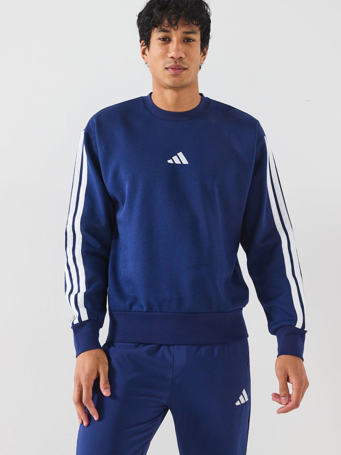 undefined Men's Essential 3-Stripe Fleece Sweatshirt - Blue