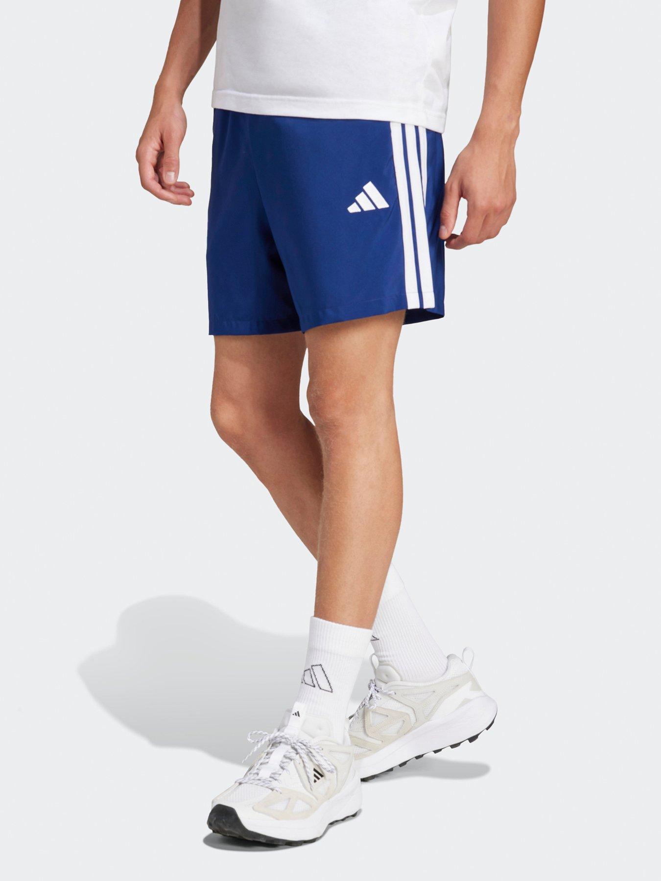 undefined Men's Essentials 3-Stripe Chelsea Shorts - Dark Blue/White