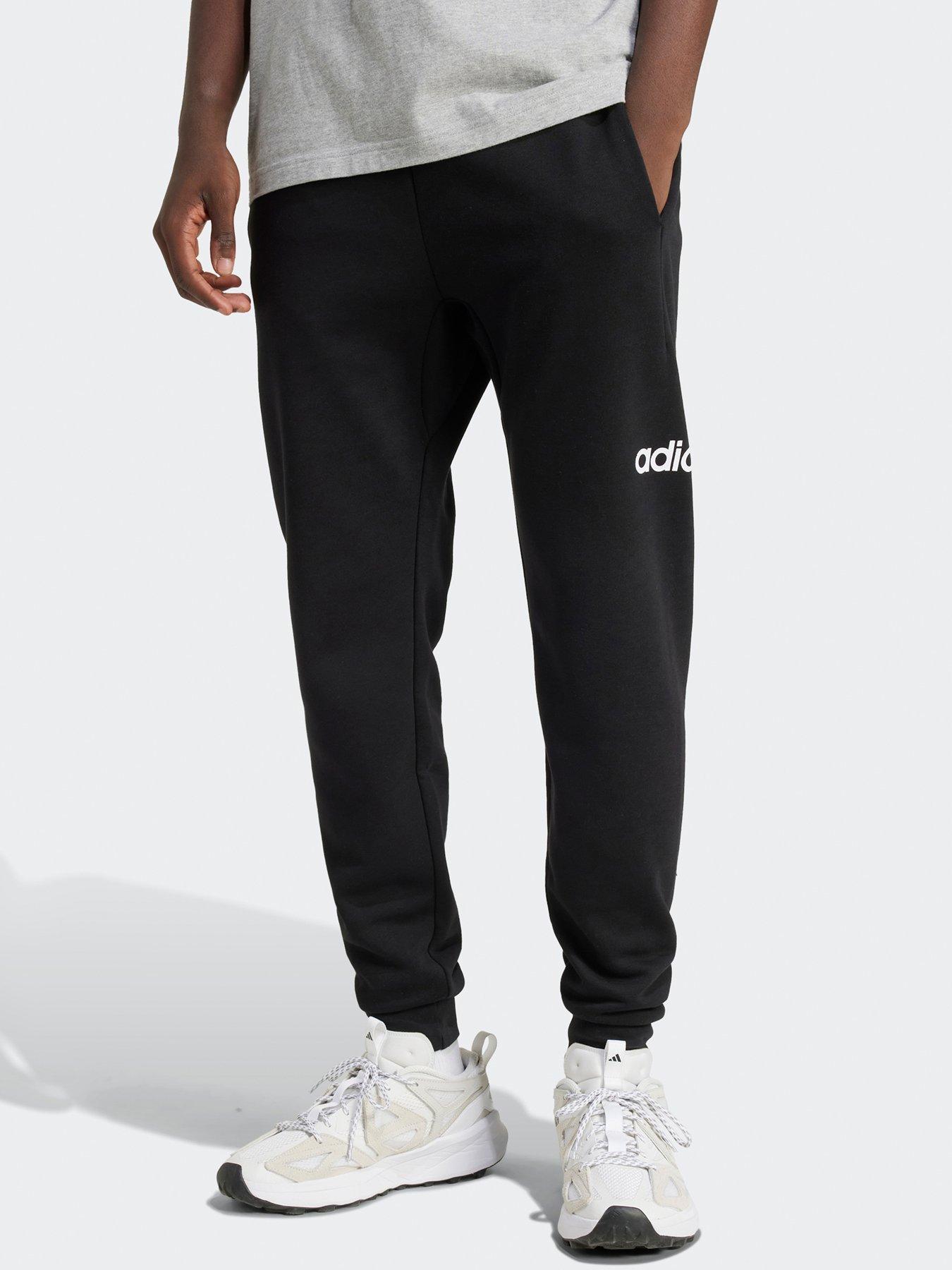 undefined Mens Essentials Linear Fleece Joggers Cuffed - Black