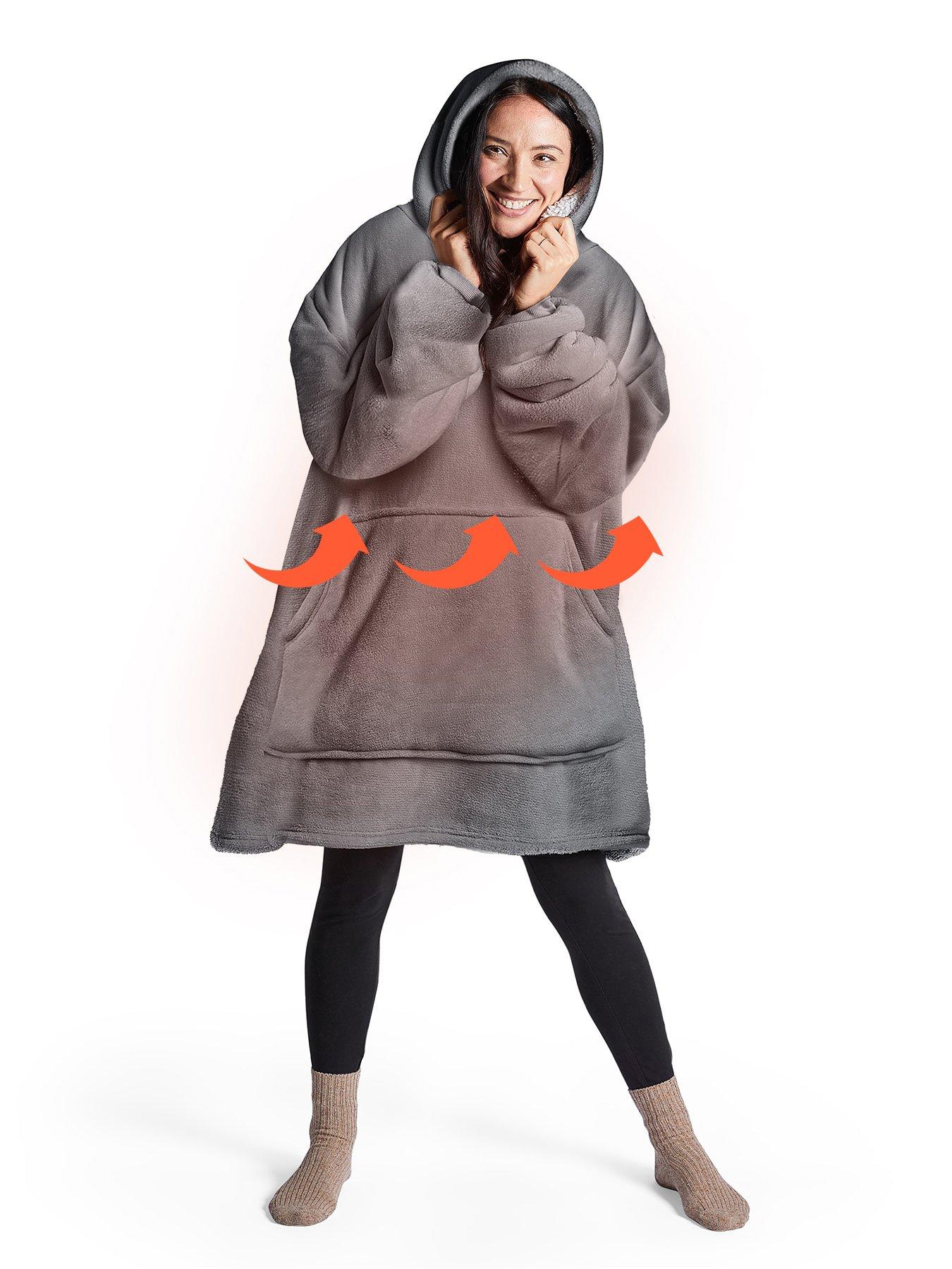 Product photograph of Silentnight Heat Genie Self Heating Oversized Hoodie - Charcoal Grey from very.co.uk