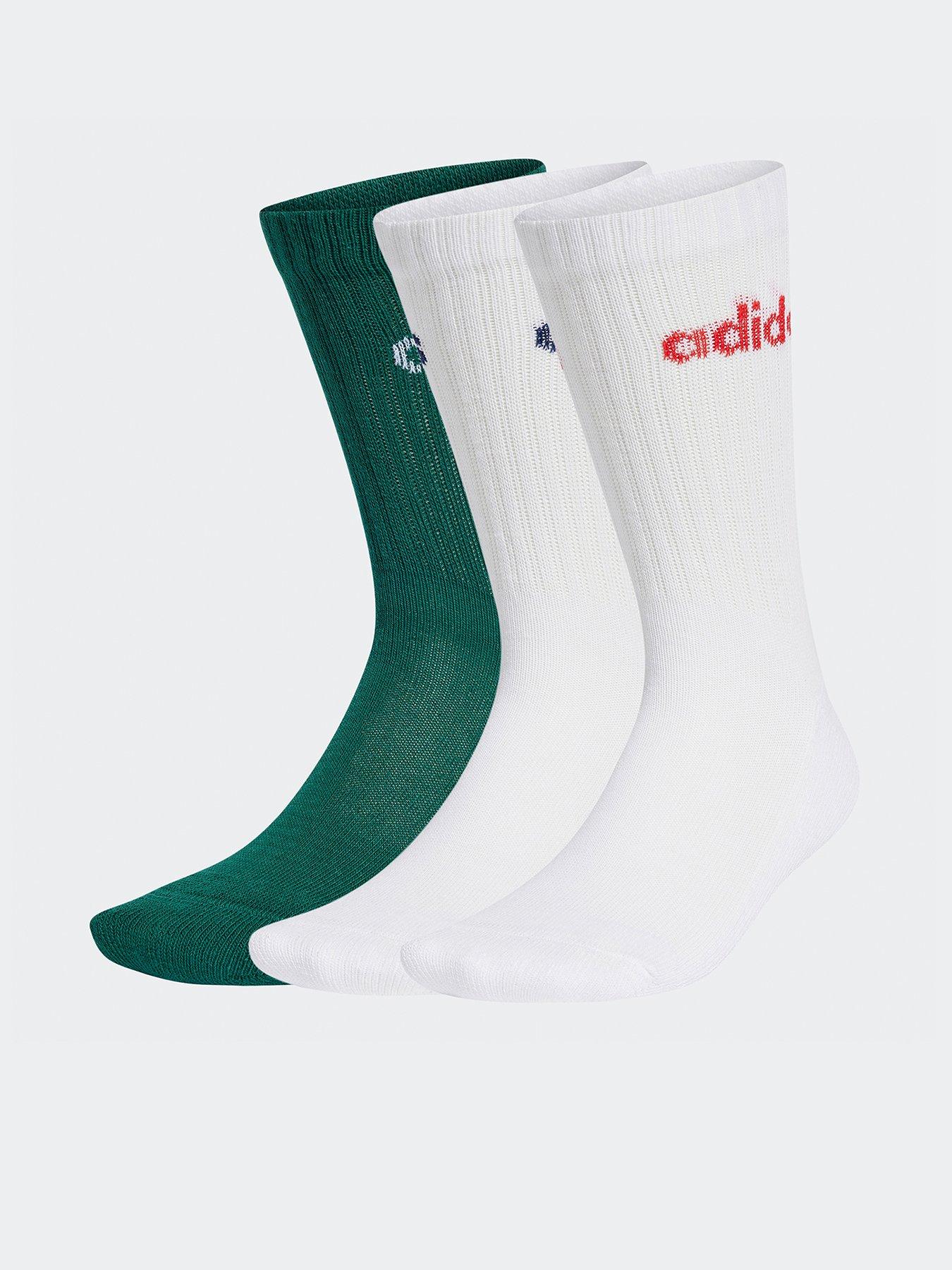 Image 1 of 4 of adidas Sportswear Unisex Linear Crew Cushioned Socks 3 Pairs - Green