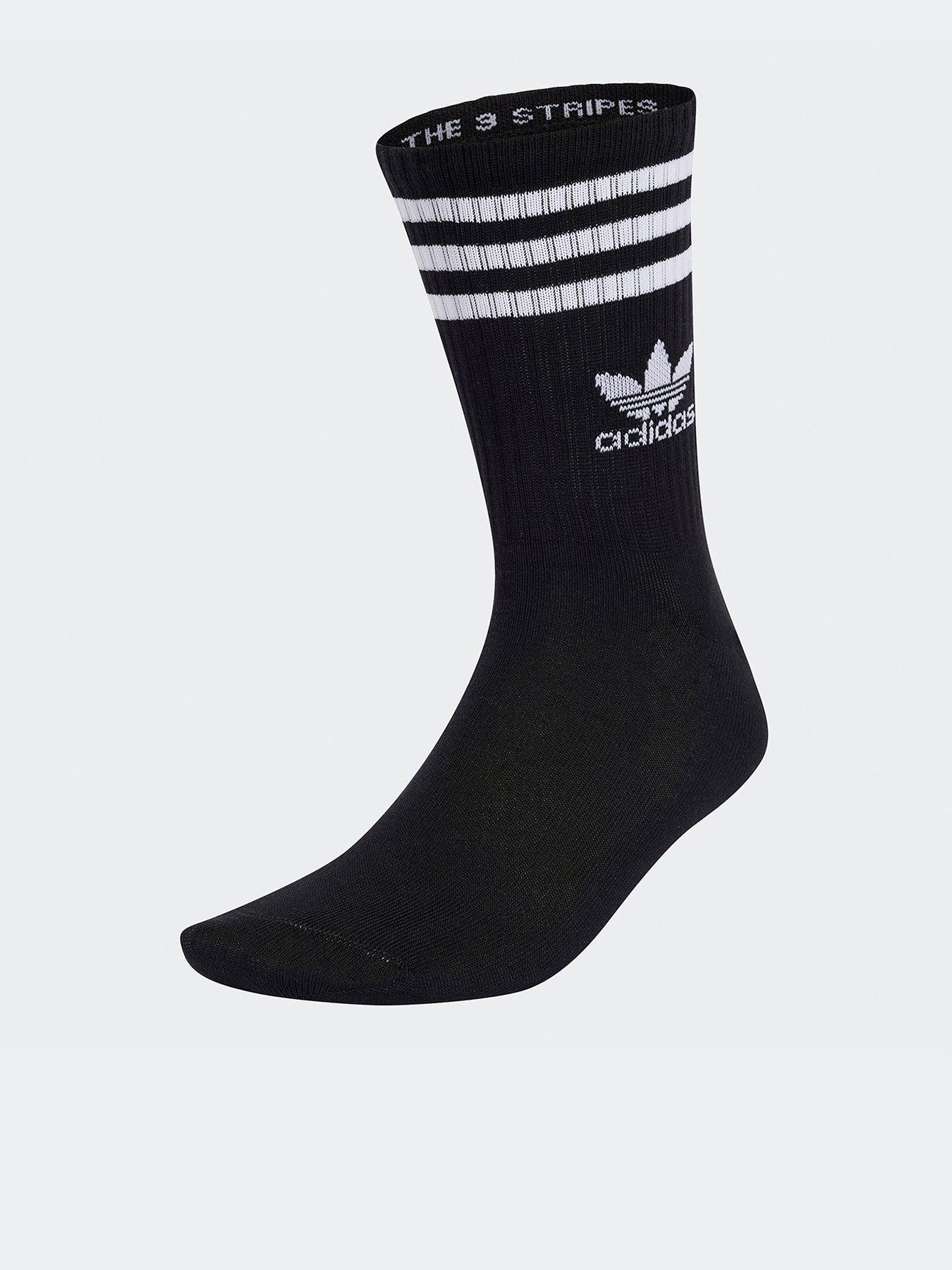 undefined Mens 3-stripe Crew Socks 6 Pairs - Black