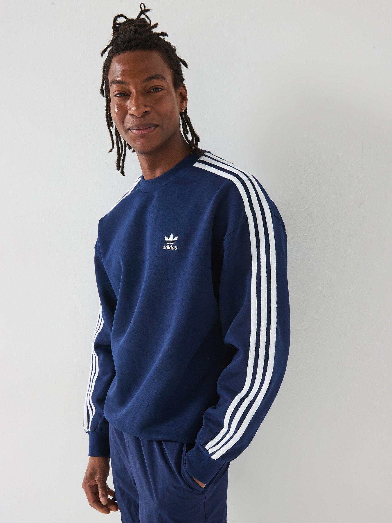 undefined Mens Adicolor Oversized Crew Sweat - Navy - Blue