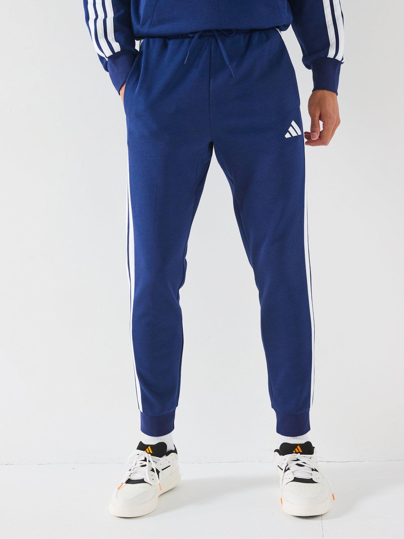 undefined Mens Essentials 3-stripe Fleece Joggers - Blue