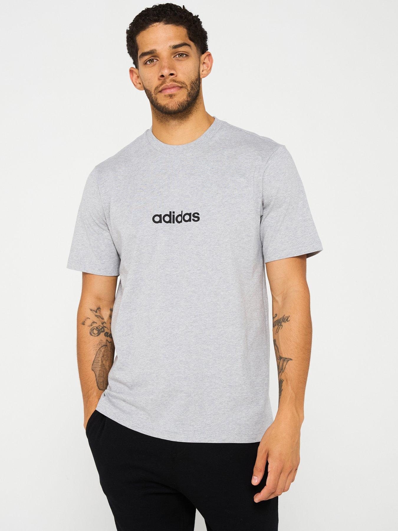 Adidas Sportswear Mens Essentials Linear Single Jersey T-Shirt - Grey