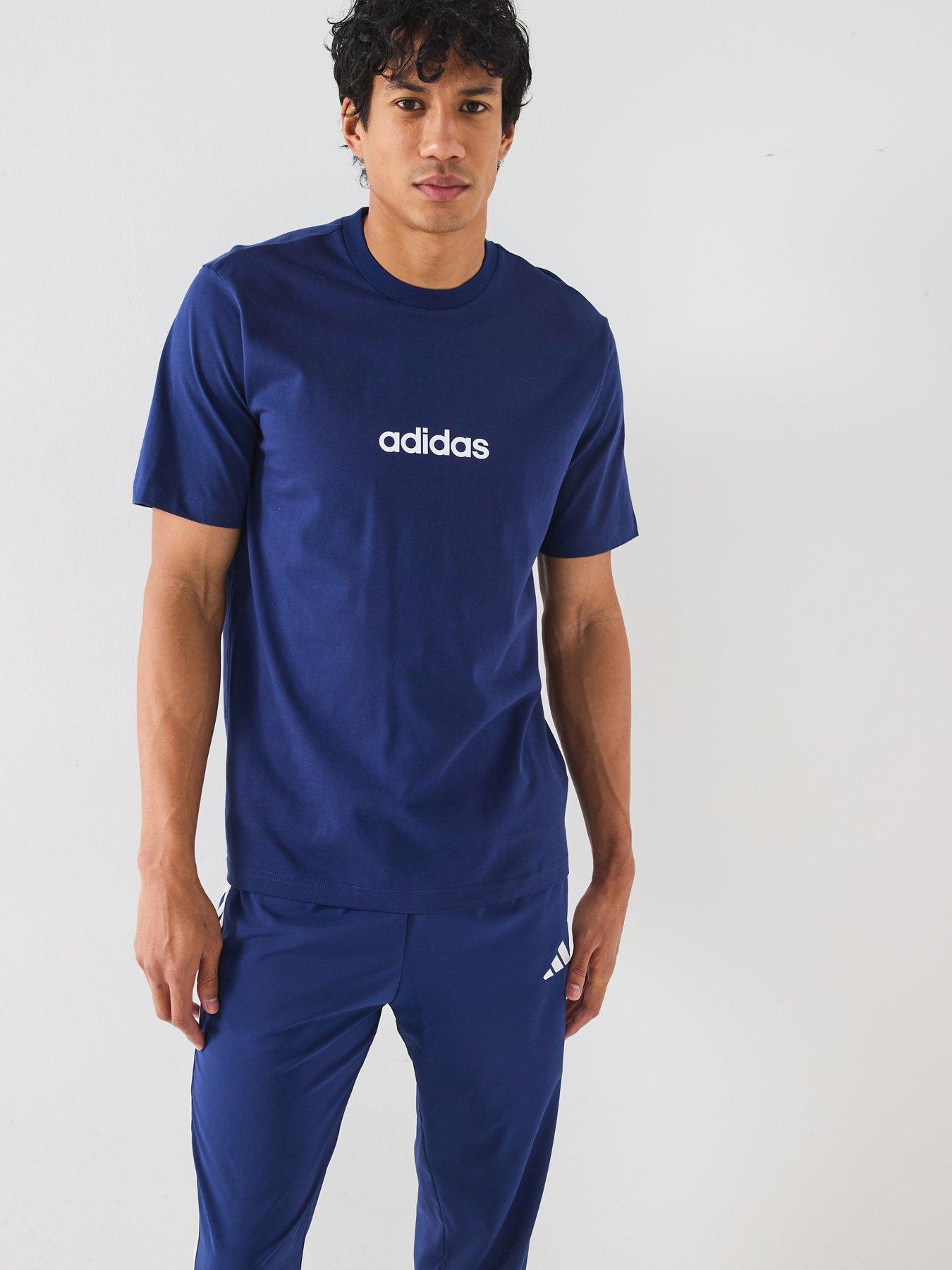 Adidas Sportswear Mens Essentials Linear Single Jersey T-Shirt - Blue