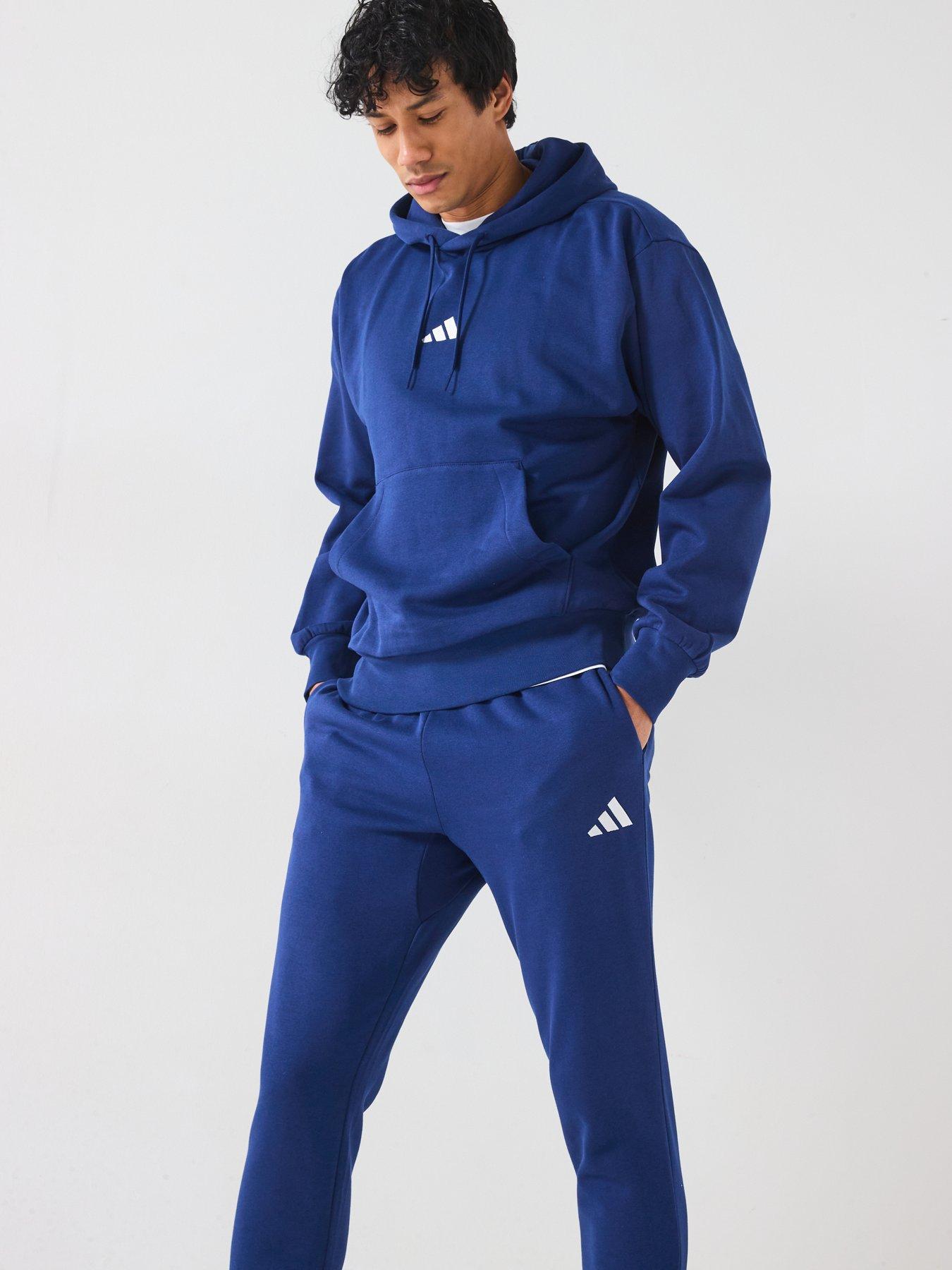 Image 4 of 6 of adidas Sportswear Men's Essentials Feelcozy Fleece Hoodie - Blue