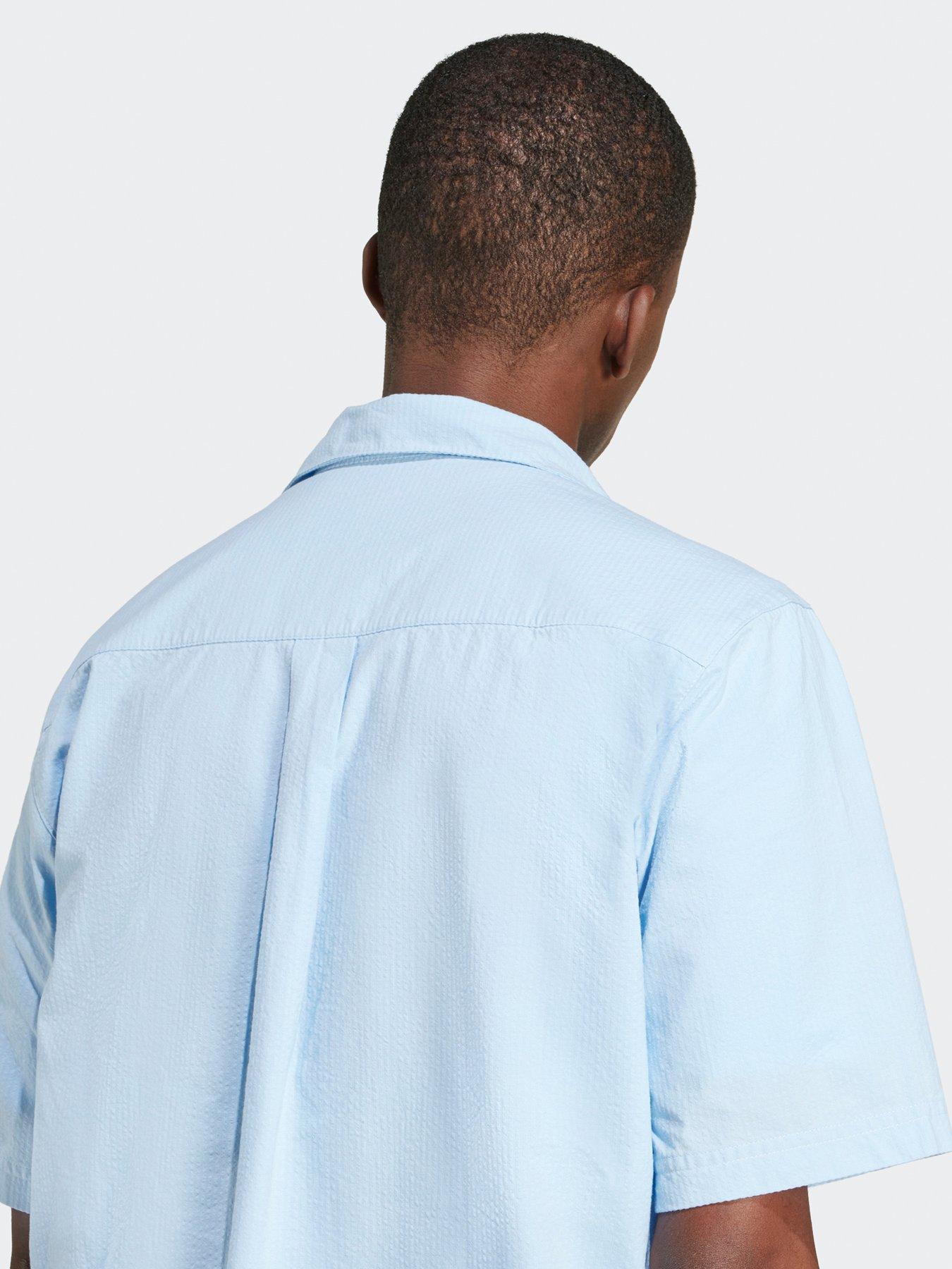 Image 4 of 5 of adidas Originals Men's Essentials Seersucker Short Sleeve Shirt - Clear Sky