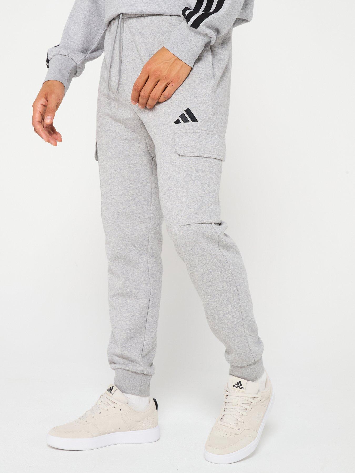 adidas Sportswear Mens Essentials Feelcozy Fleece Cargo Joggers - Grey