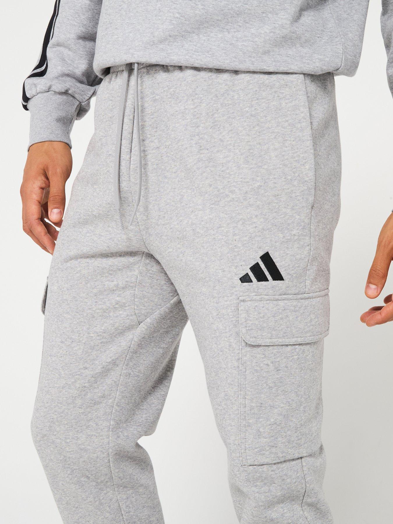 Image 4 of 5 of adidas Sportswear Mens Essentials Feelcozy Fleece Cargo Joggers - Grey