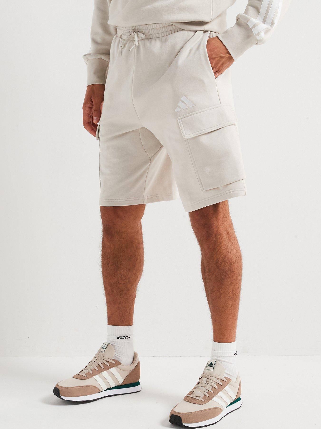 undefined Mens Essentials Feel Cozy French Terry Cargo Shorts - Grey