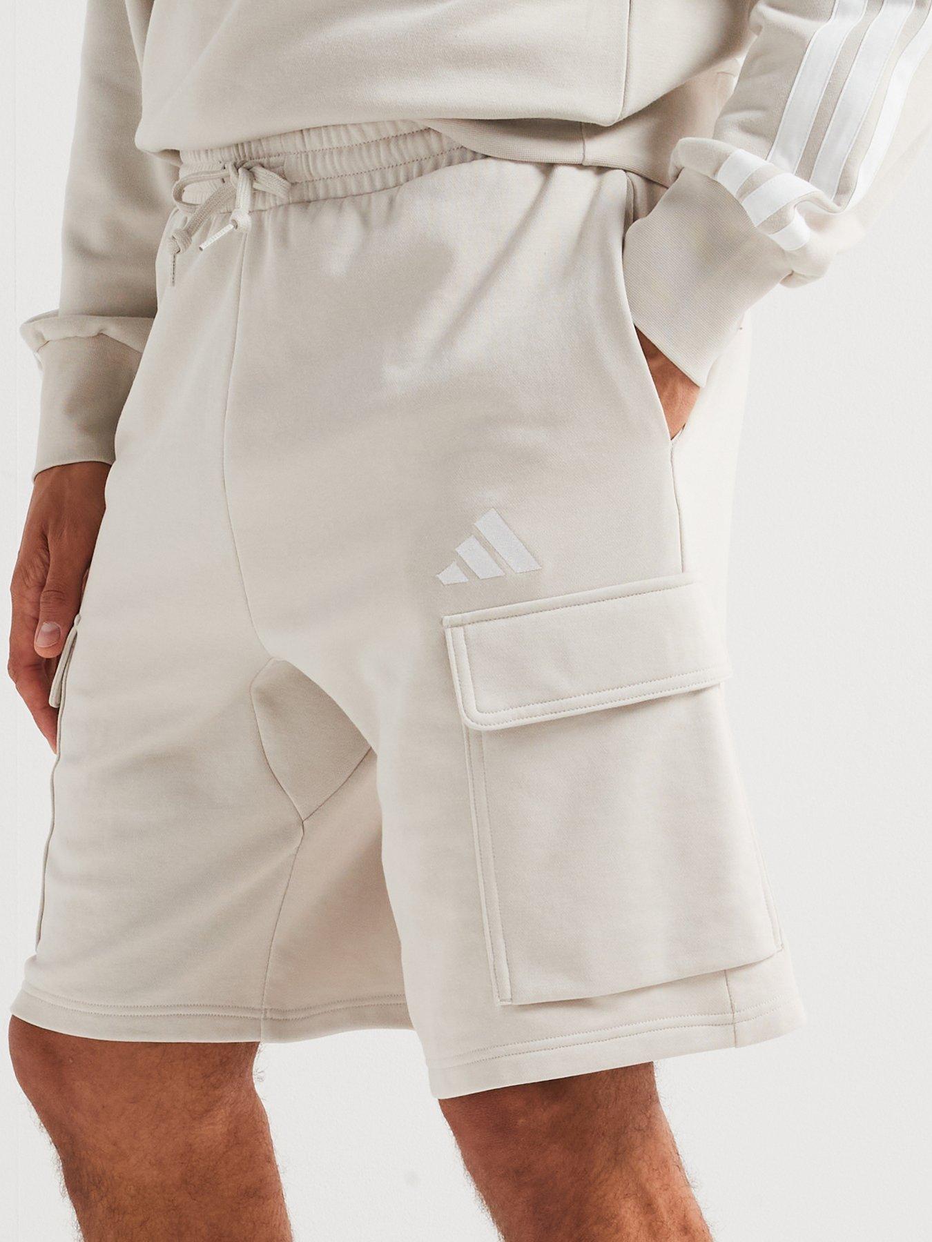 Image 4 of 5 of adidas Sportswear Mens Essentials Feel Cozy French Terry Cargo Shorts - Grey