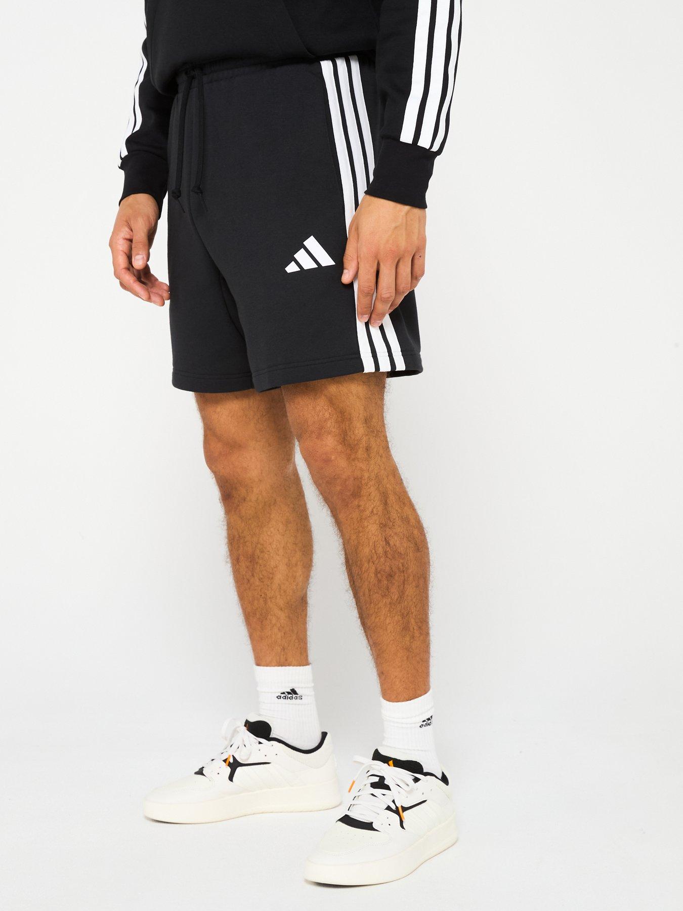 undefined Mens Essential 3-stripe French Terry Shorts - Black