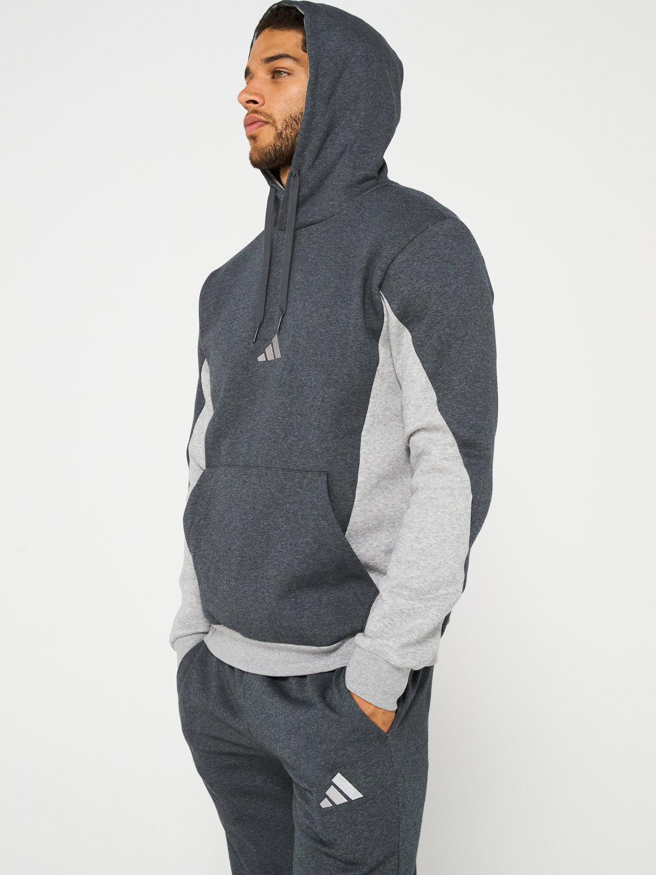 Image 3 of 6 of adidas Sportswear Mens Sportswear Fleece Colorblock Hooded Tracksuit - Grey