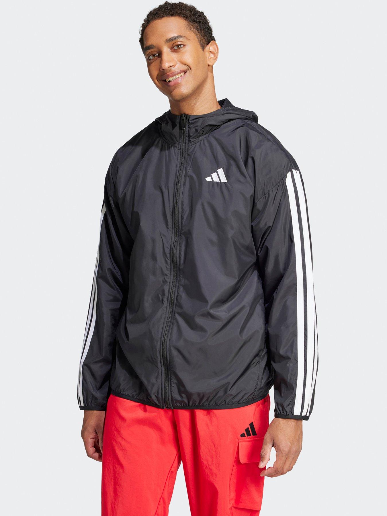 undefined Mens Essentials 3-stripe Windbreaker - B - Black/White
