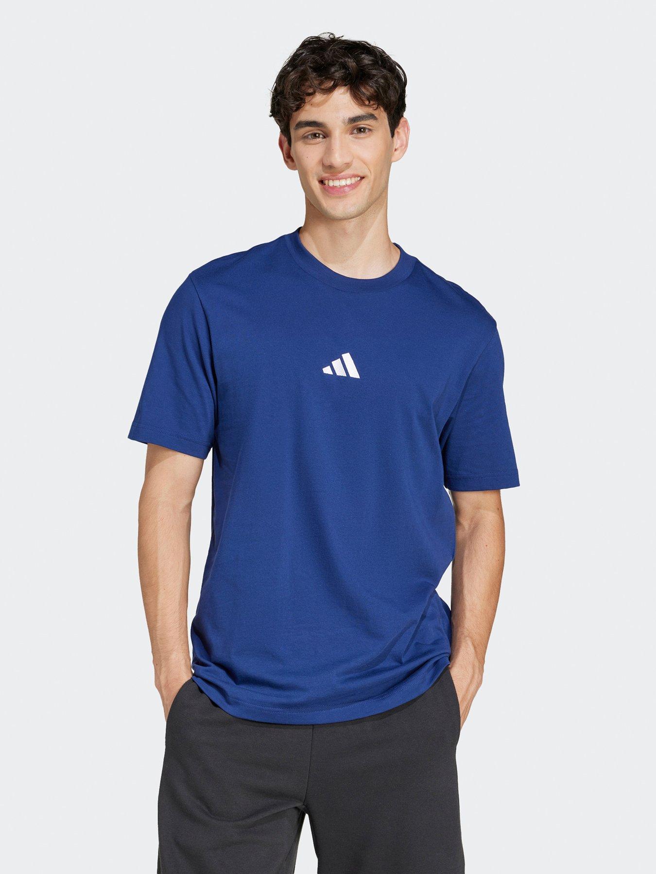 undefined Men's Essentials Small Logo Single Jersey Tee - Dark Blue/White