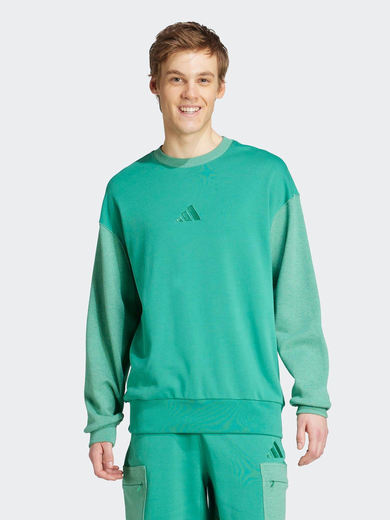 undefined Mens All Szn French Terry Colorblock Crew Sweatshirt - Semi Court Green