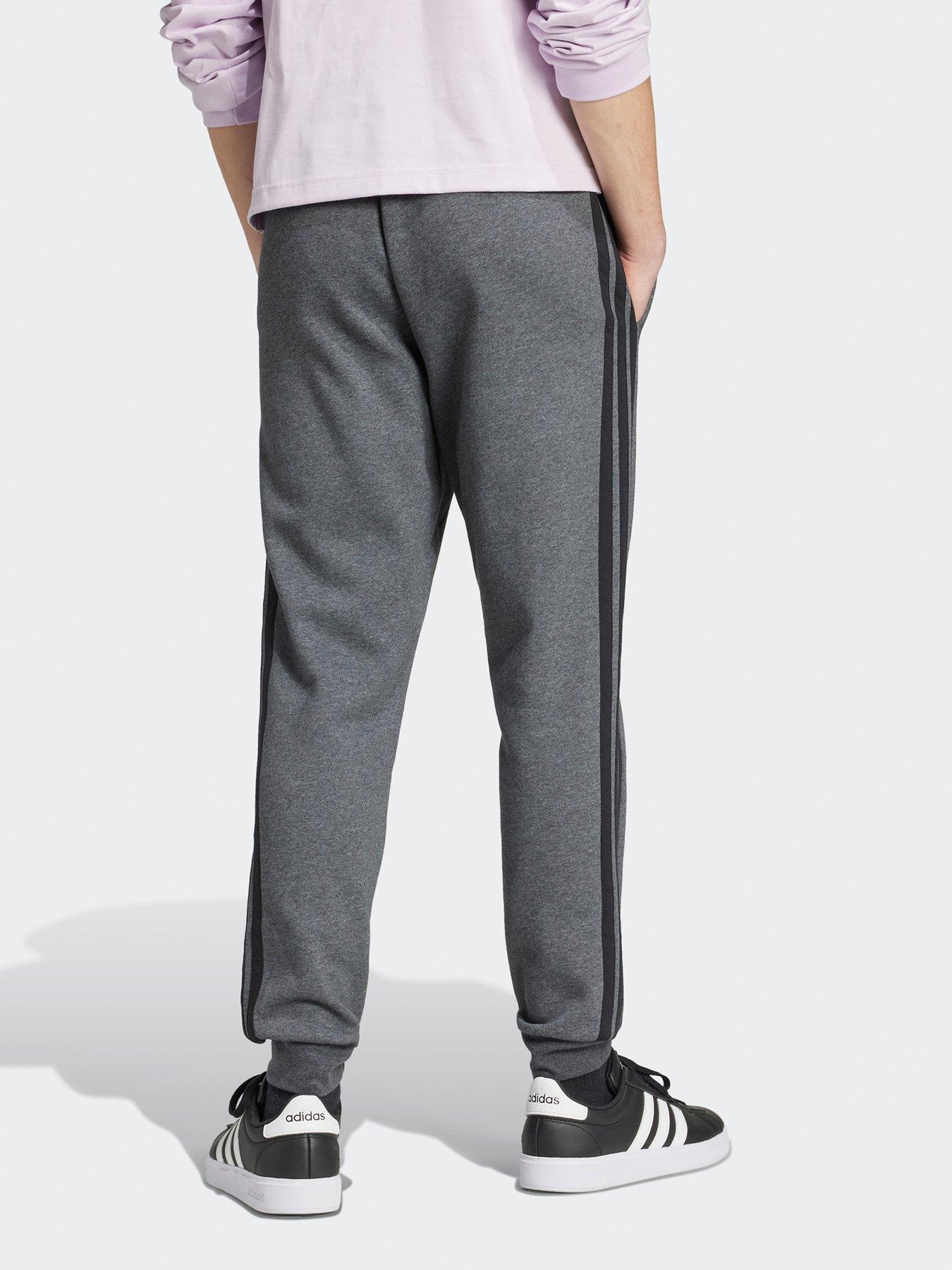 Image 2 of 4 of adidas Sportswear Mens Essentials 3-Stripe Fleece Joggers - Dark Grey Heather/Black