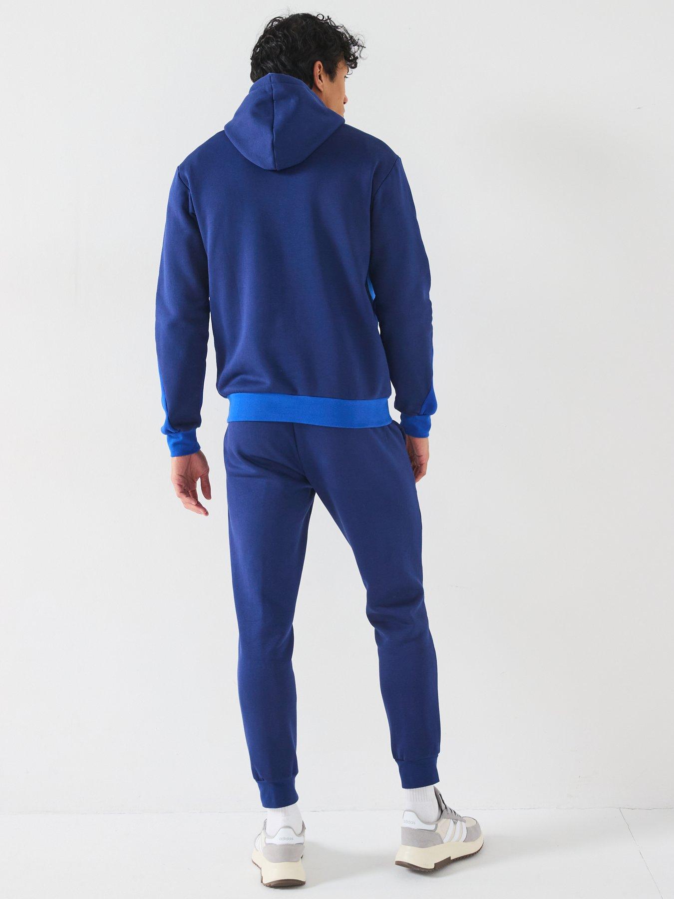 Image 2 of 6 of adidas Sportswear Mens Sportswear Fleece Colorblock Hooded Tracksuit - Blue