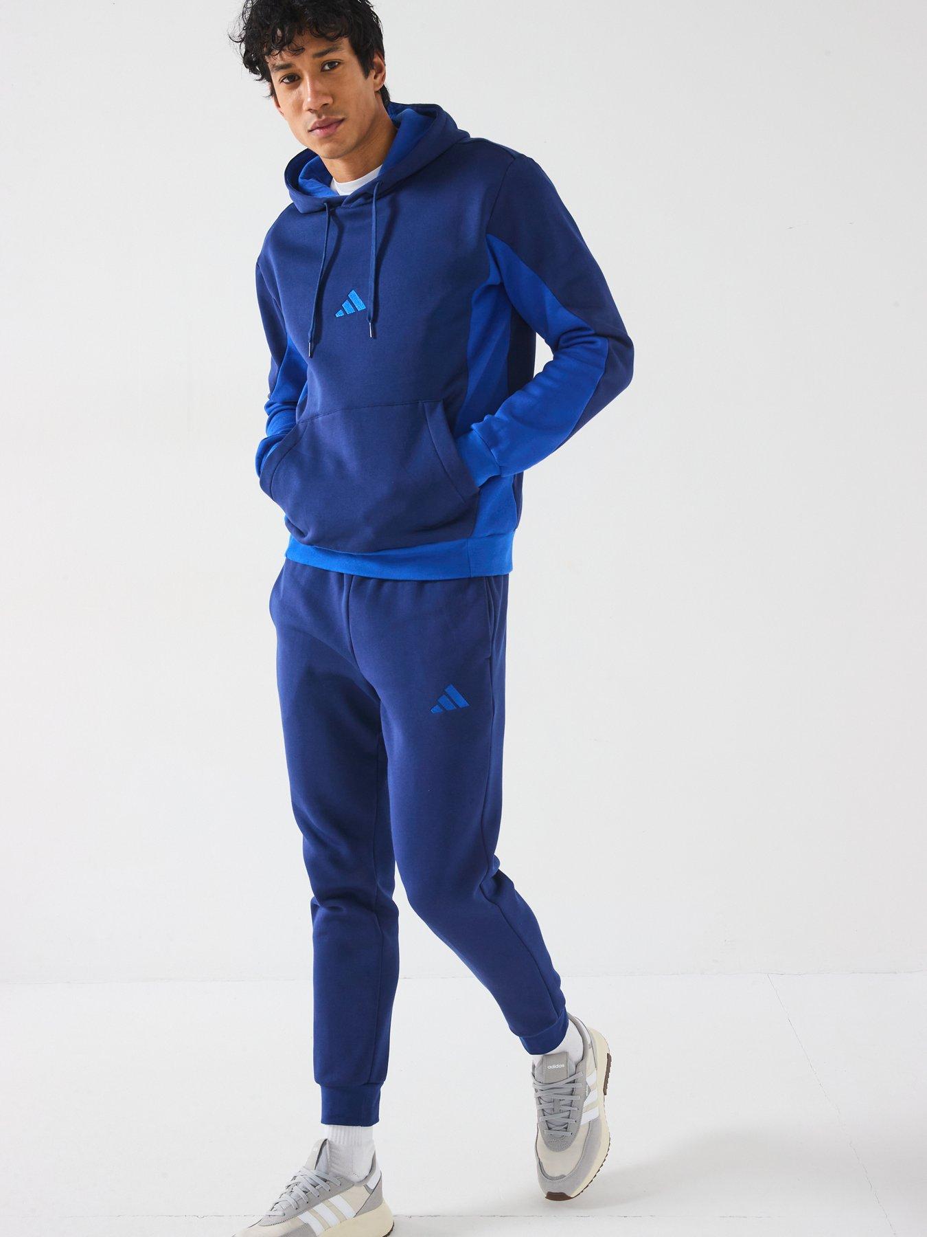 Image 3 of 6 of adidas Sportswear Mens Sportswear Fleece Colorblock Hooded Tracksuit - Blue