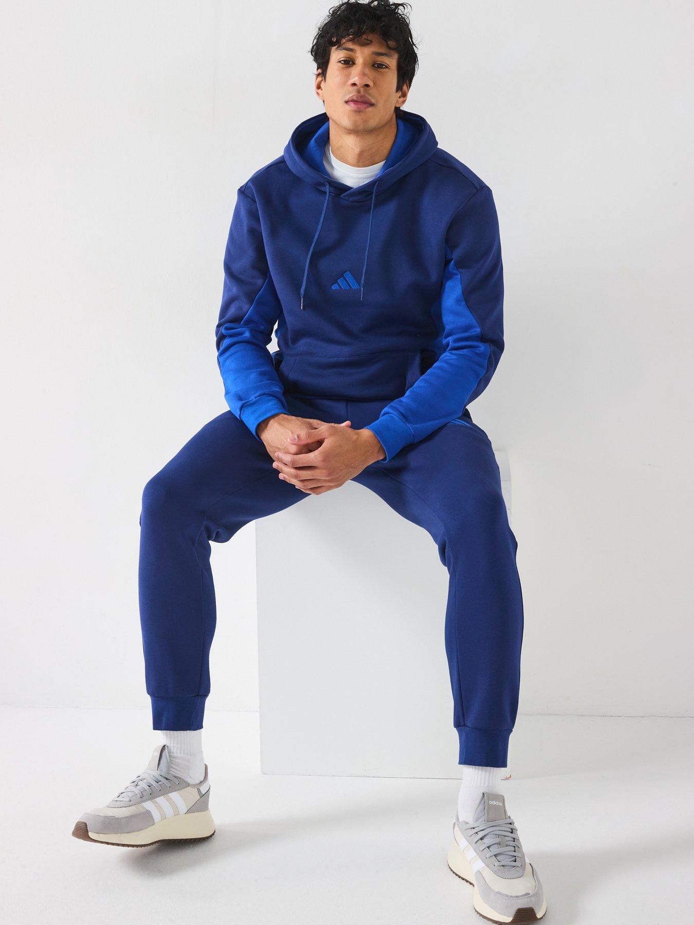 Image 4 of 6 of adidas Sportswear Mens Sportswear Fleece Colorblock Hooded Tracksuit - Blue