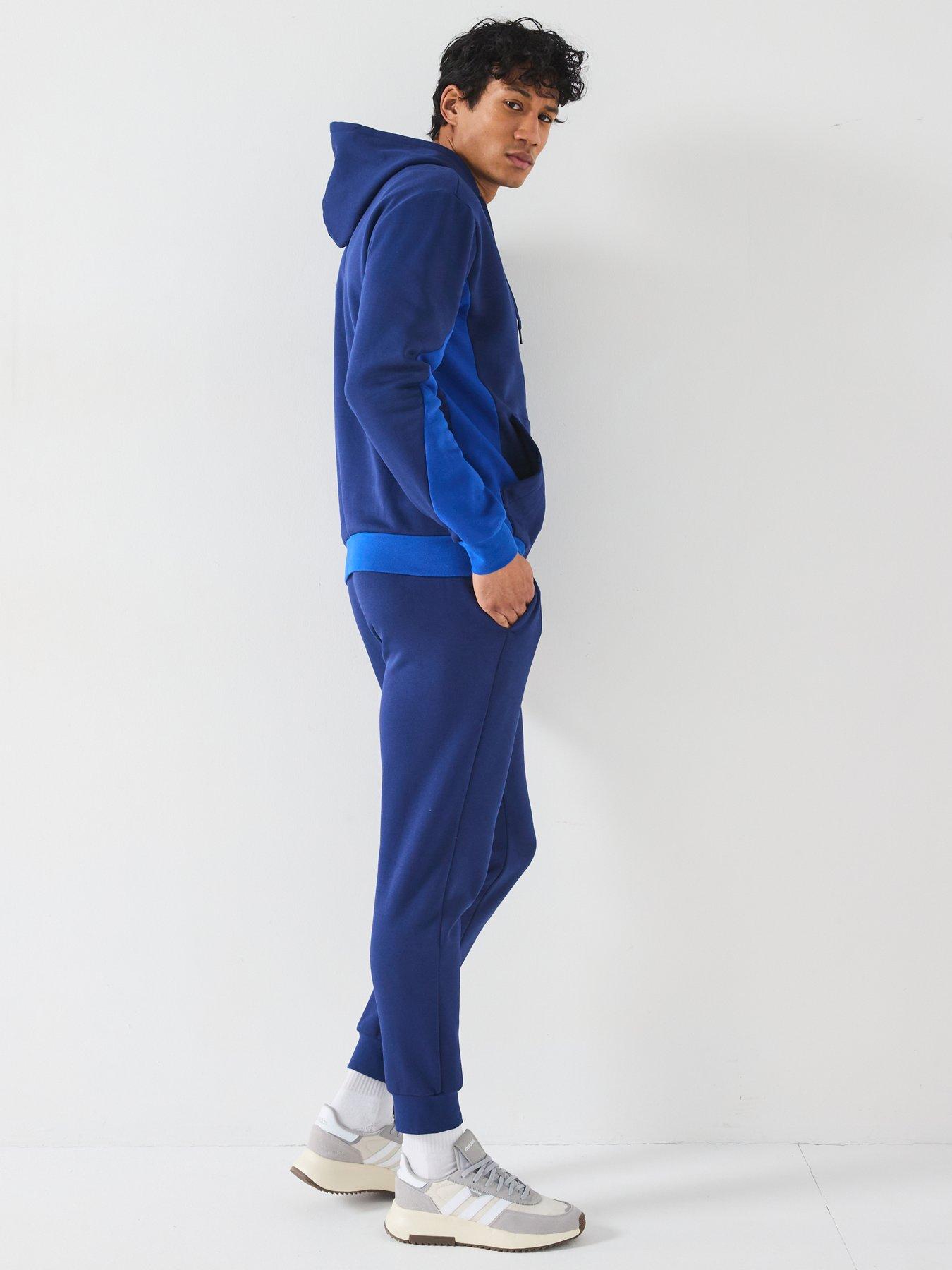 Image 6 of 6 of adidas Sportswear Mens Sportswear Fleece Colorblock Hooded Tracksuit - Blue