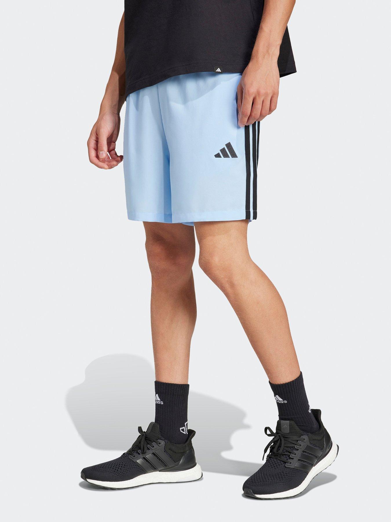 undefined Men's Essentials 3-Stripe Chelsea Shorts - Glow Blue/Black