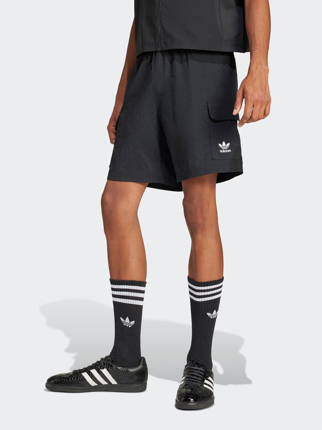undefined Mens Trefoil Essentials Woven Shorts - Black