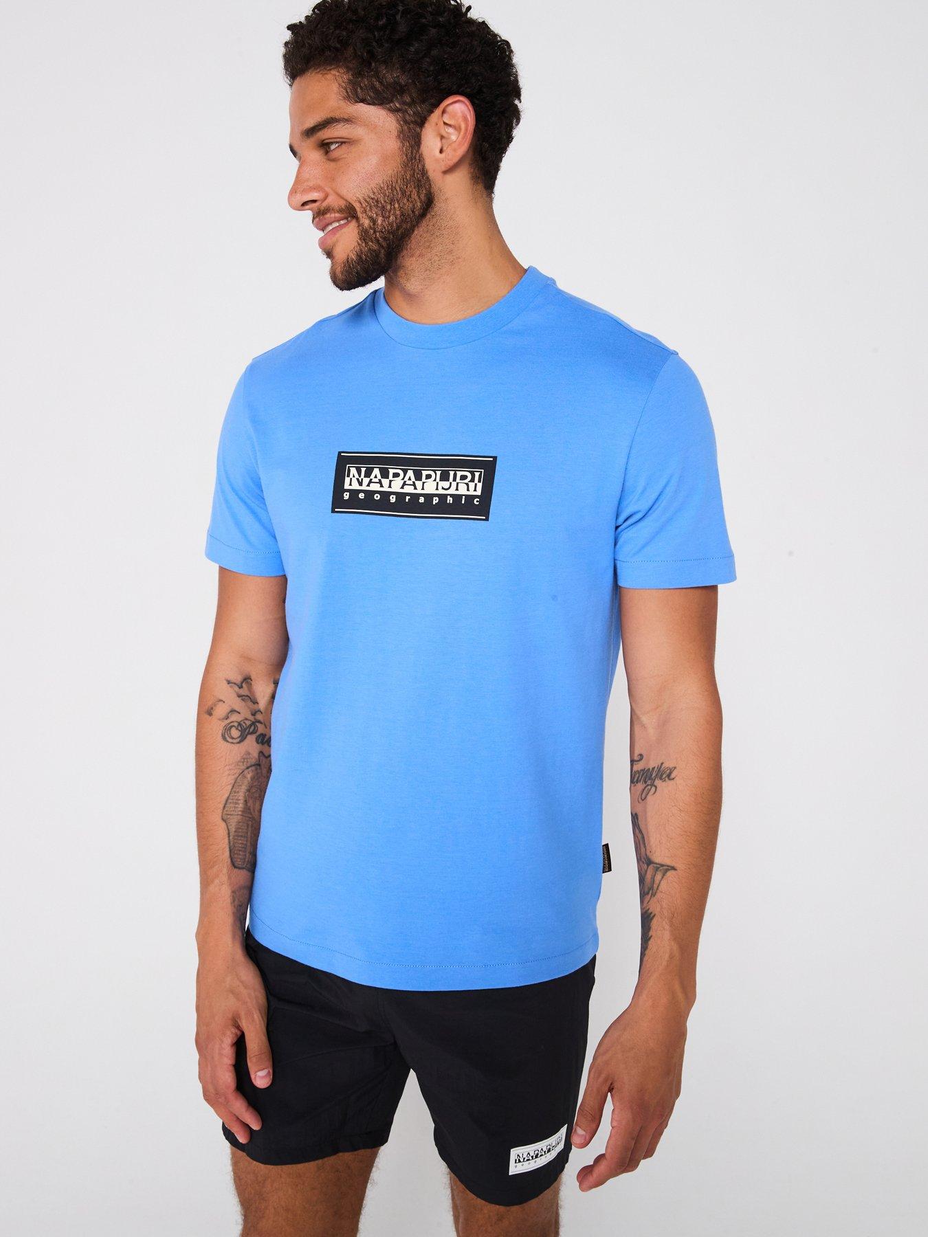 Image 1 of 4 of NAPAPIJRI Men's S-Box Logo T-Shirt - Blue