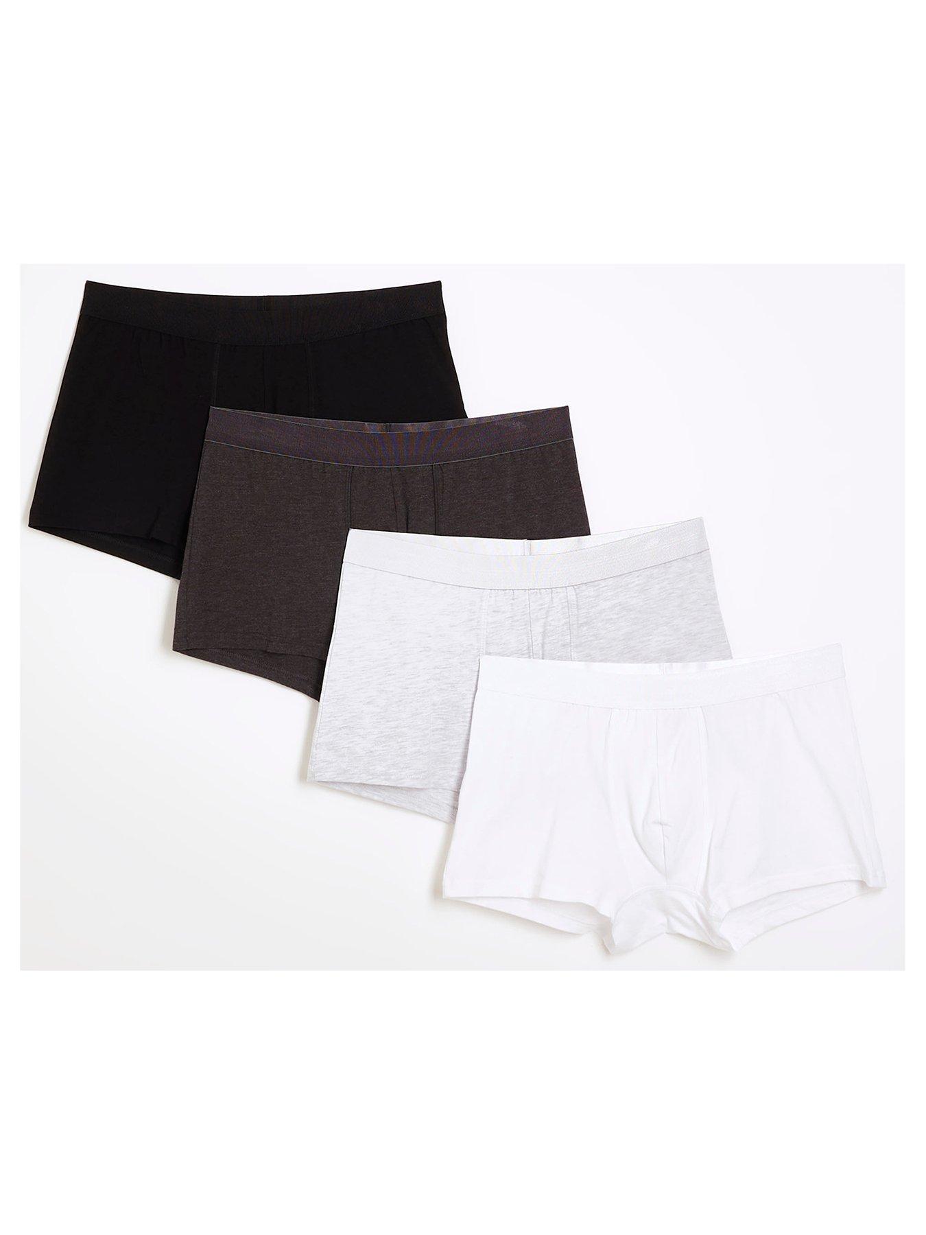 undefined 4 Pack Plain Waistband Trunks - Mix Marl