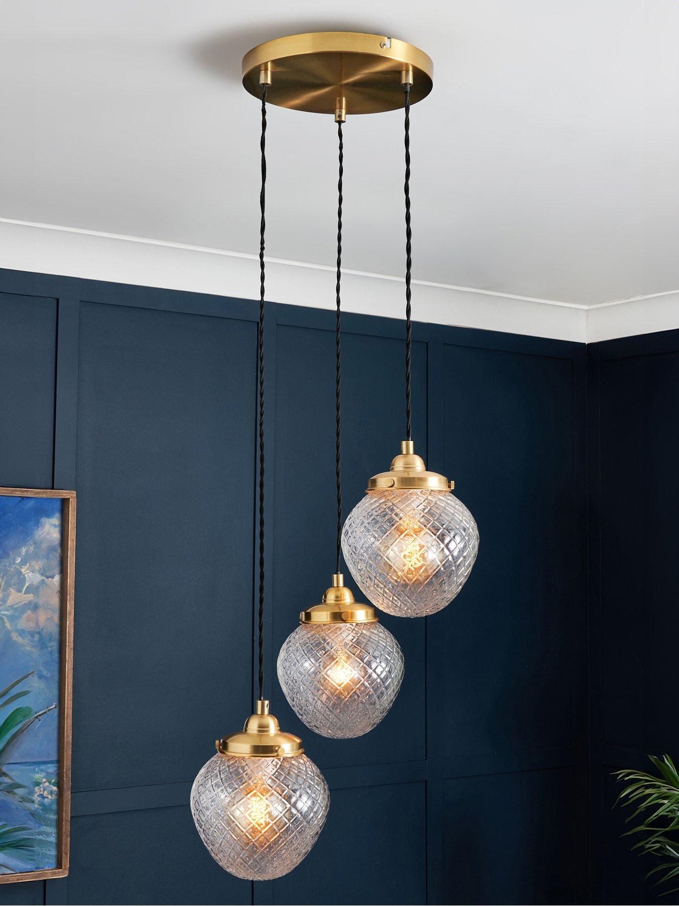 Product photograph of Bhs Betty 3 Light Cluster Ceiling Fitting - Satin Brass from very.co.uk