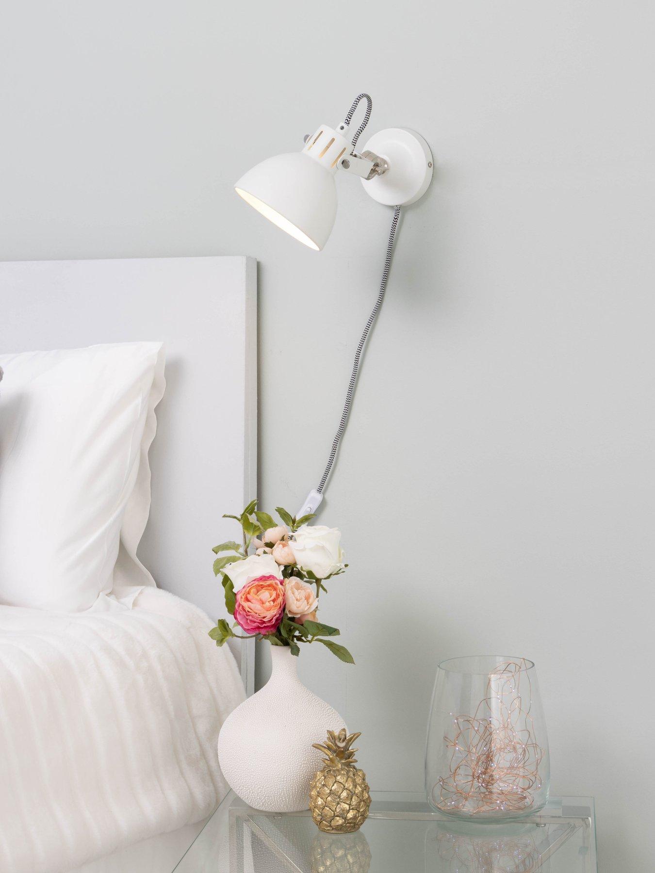 Product photograph of Bhs Daria Plug In Wall Light - White from very.co.uk
