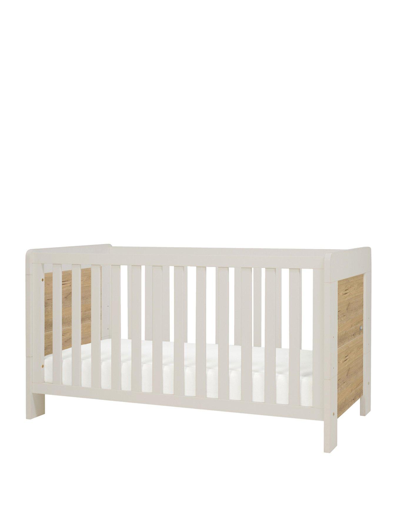 Product photograph of Tutti Bambini Alba Mini Cot Bed - White Sand Distressed Oak from very.co.uk