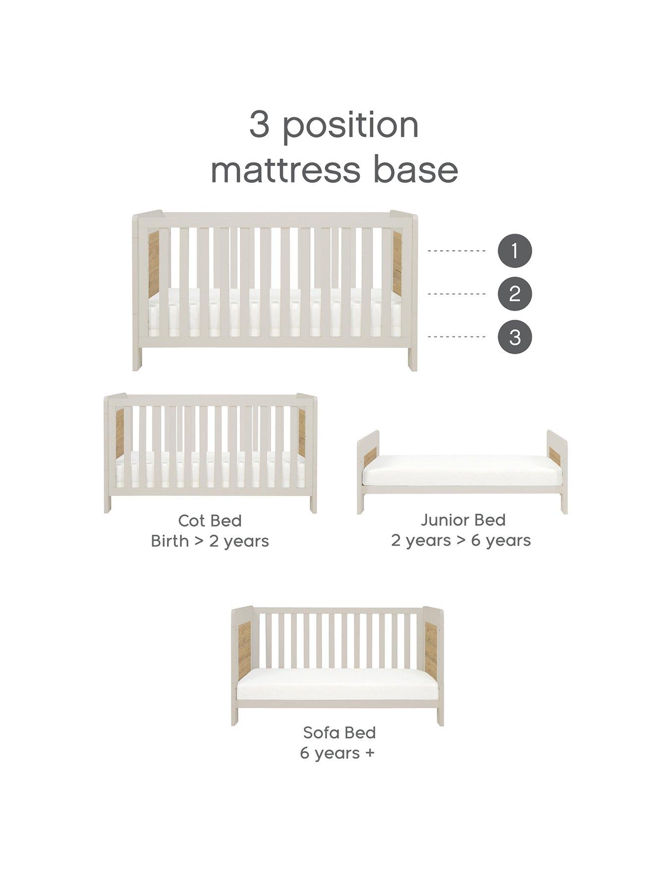 Image 3 of 7 of Tutti Bambini Alba Mini Cot Bed - White Sand / Distressed Oak