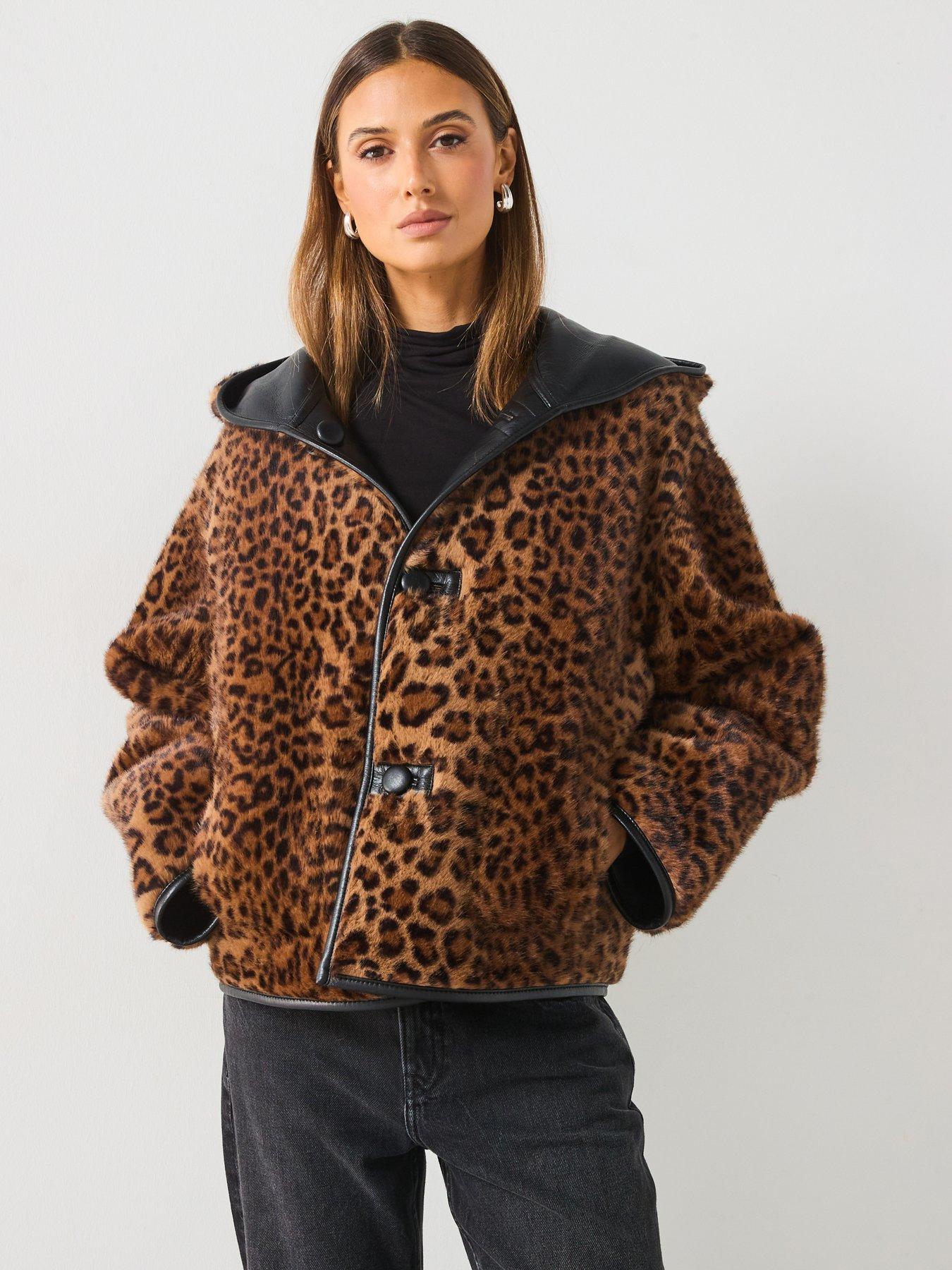 Image 1 of 6 of Mango Reversible Leopard Jacket - Black