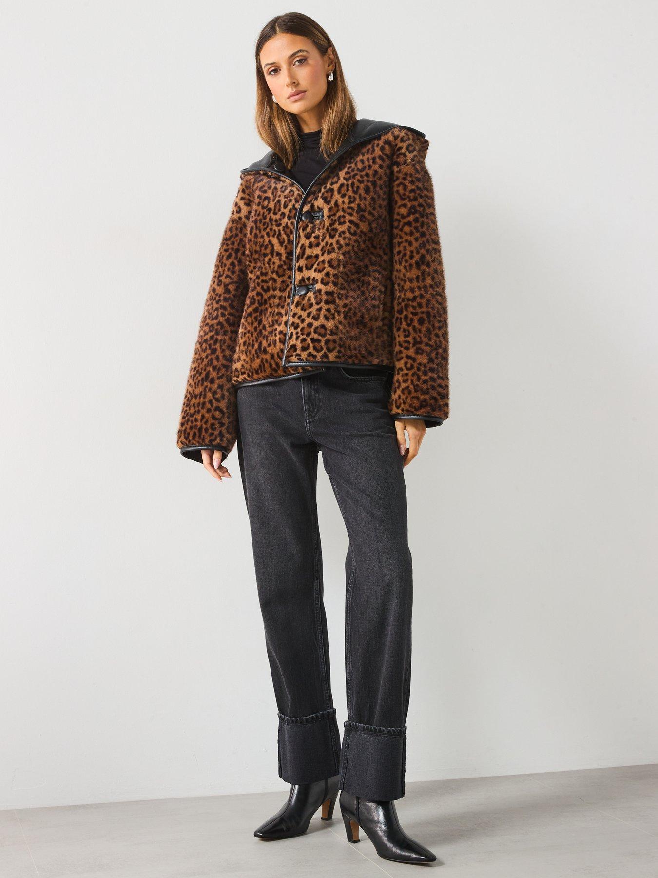 Image 3 of 6 of Mango Reversible Leopard Jacket - Black