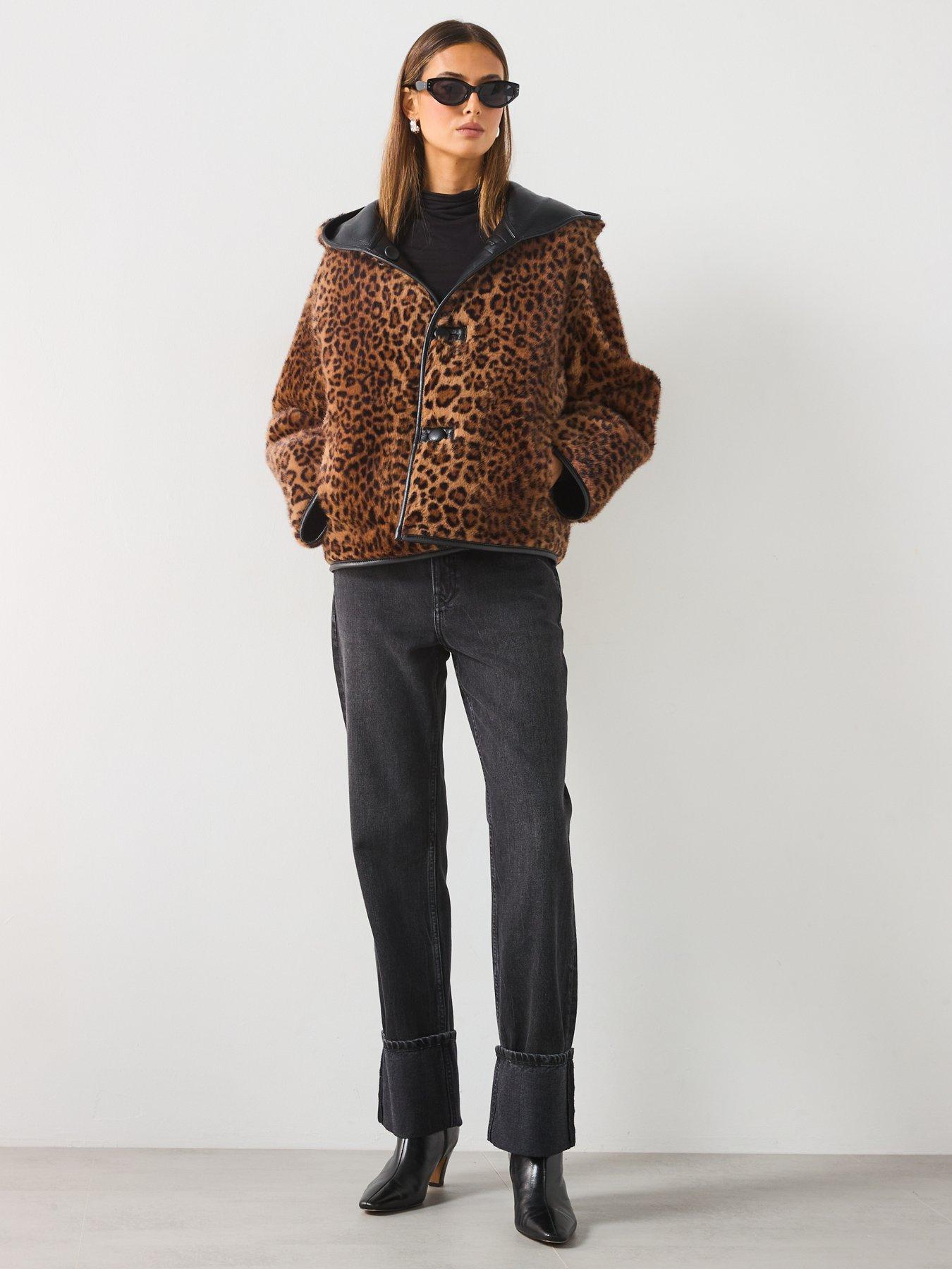 Image 4 of 6 of Mango Reversible Leopard Jacket - Black