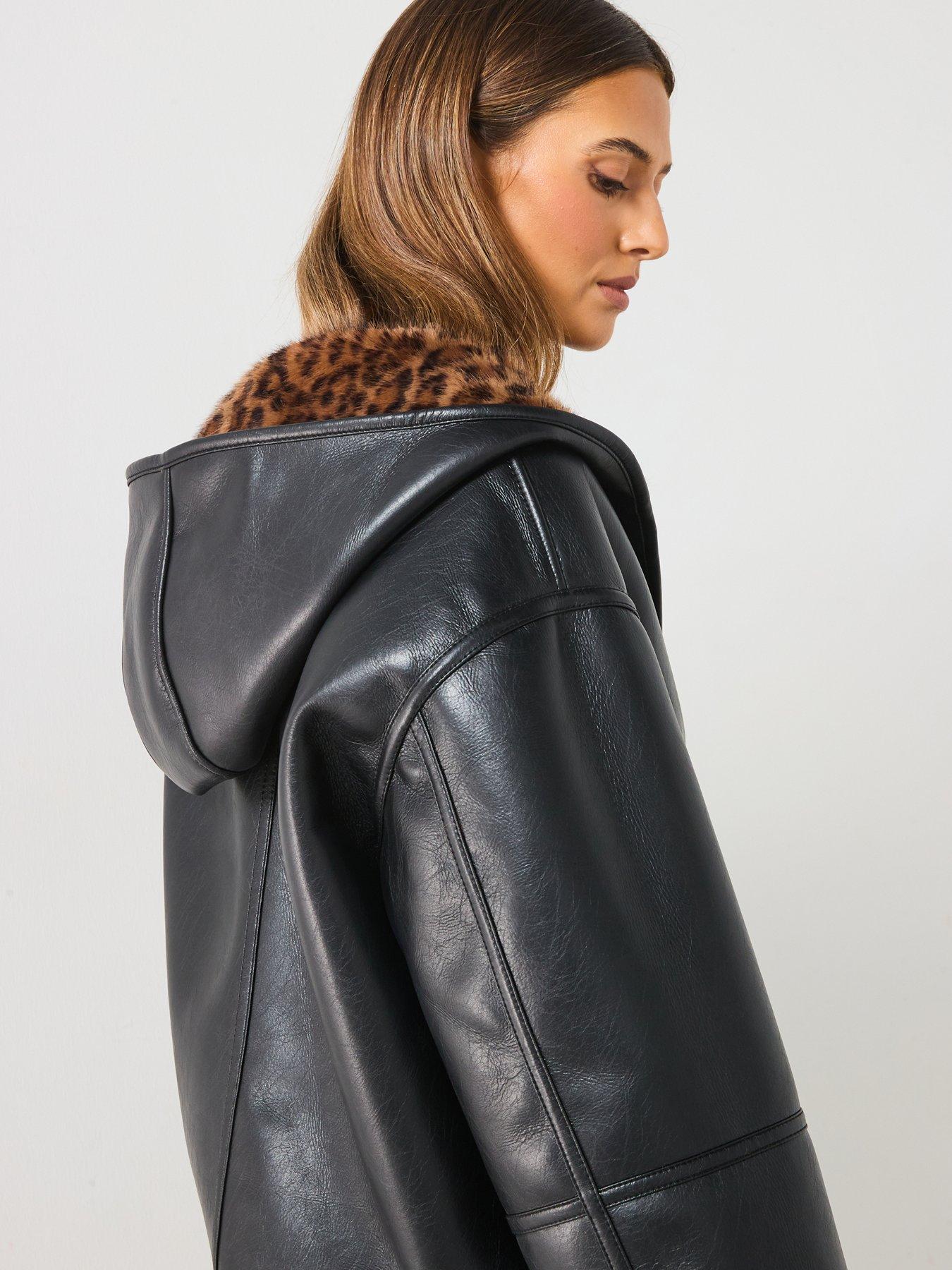 Image 6 of 6 of Mango Reversible Leopard Jacket - Black