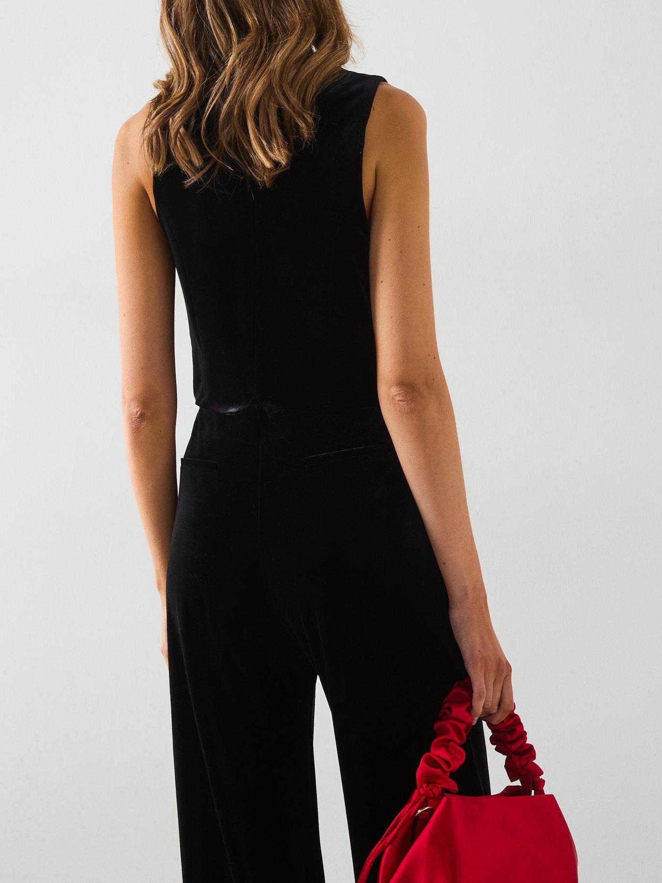 Image 2 of 6 of Mango Velvet Waistcoat Co-Ord - Black