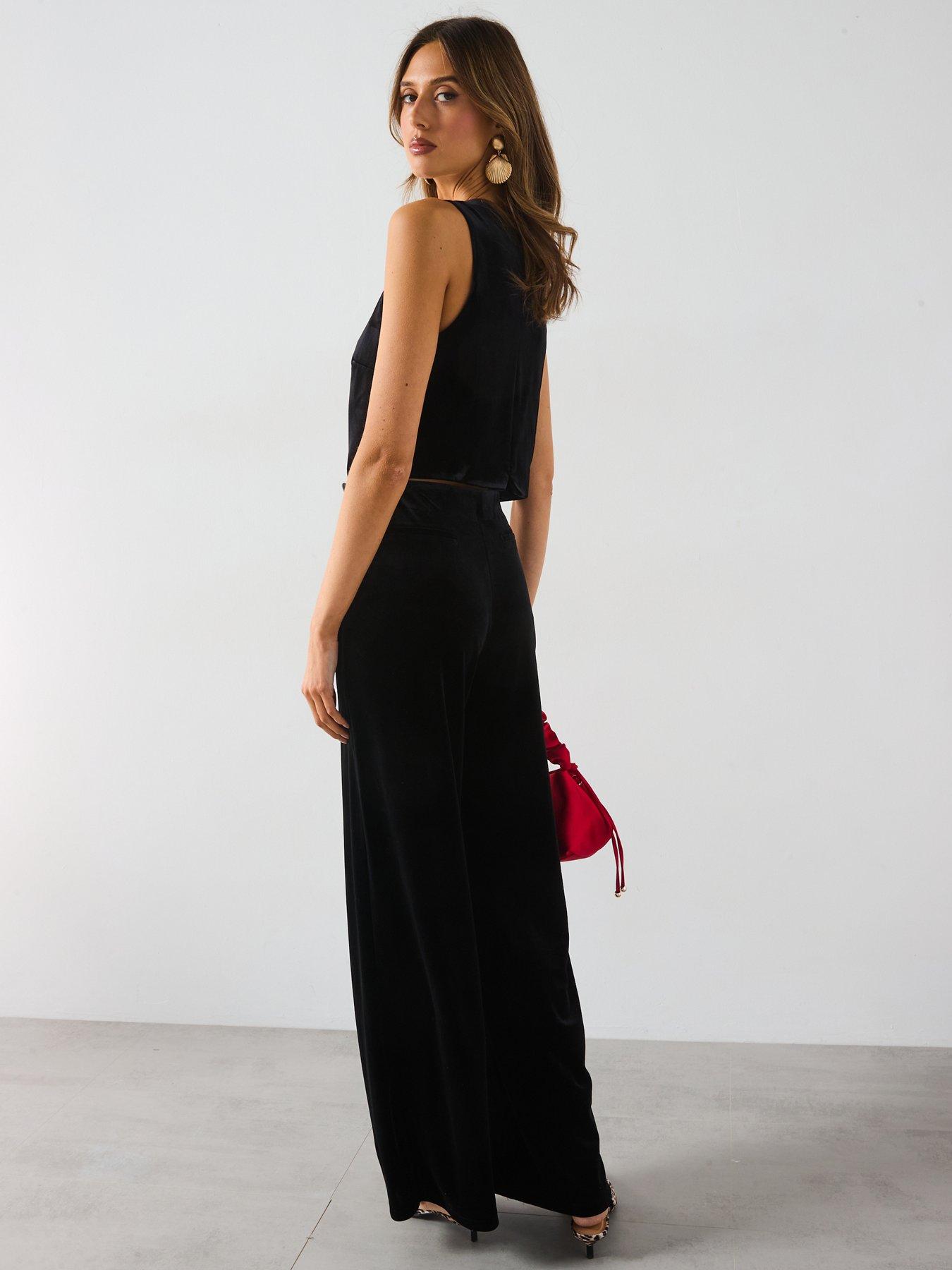 Image 6 of 6 of Mango Velvet Waistcoat Co-Ord - Black