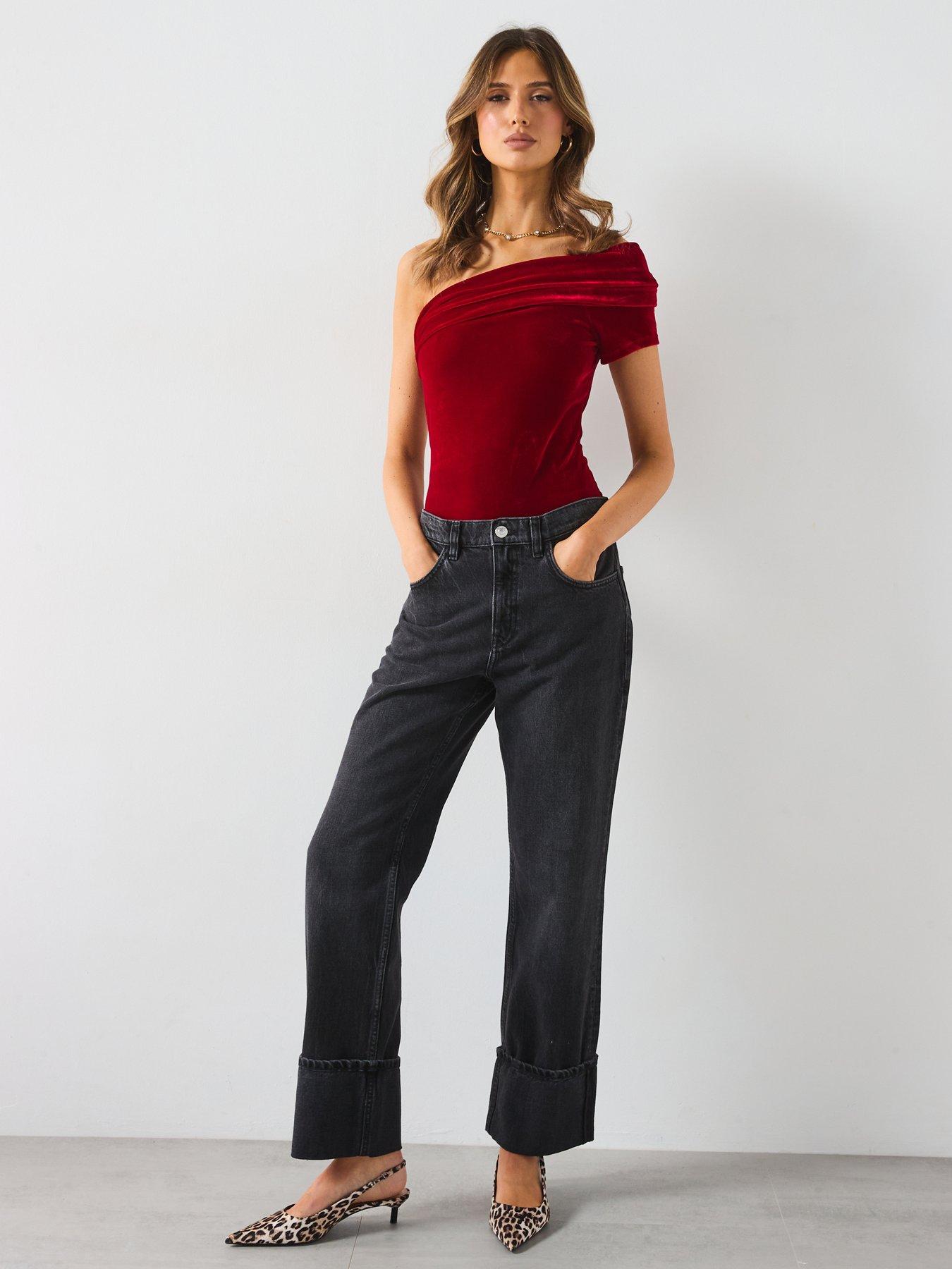 Image 3 of 5 of Mango Velvet Bodysuit - Red